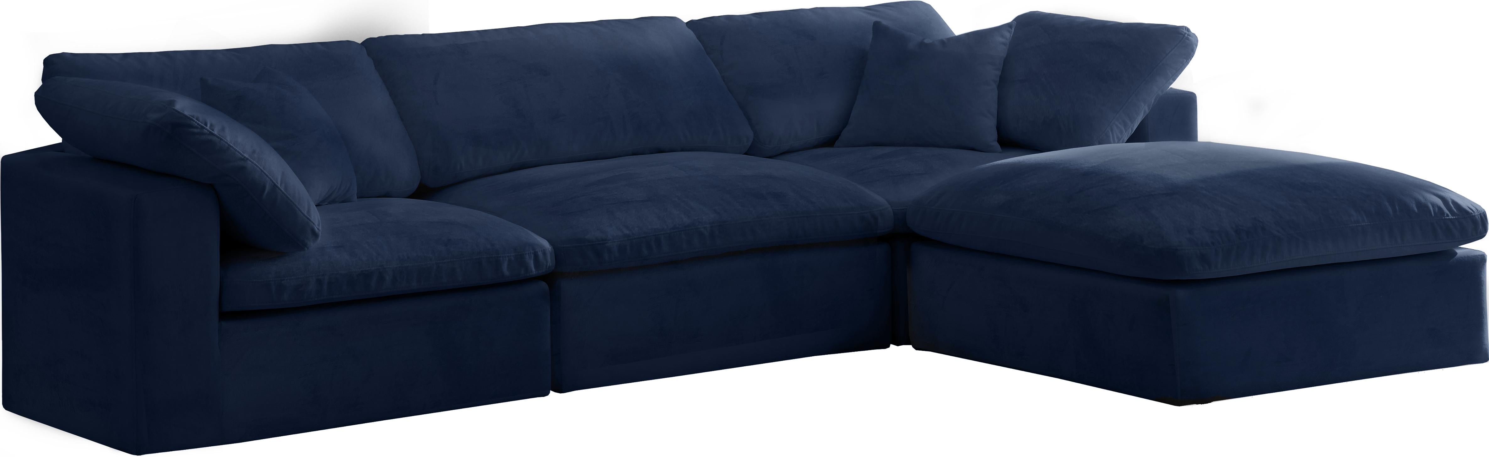 Cozy Navy Velvet Cloud Modular Sectional - Luxury Home Furniture (MI)