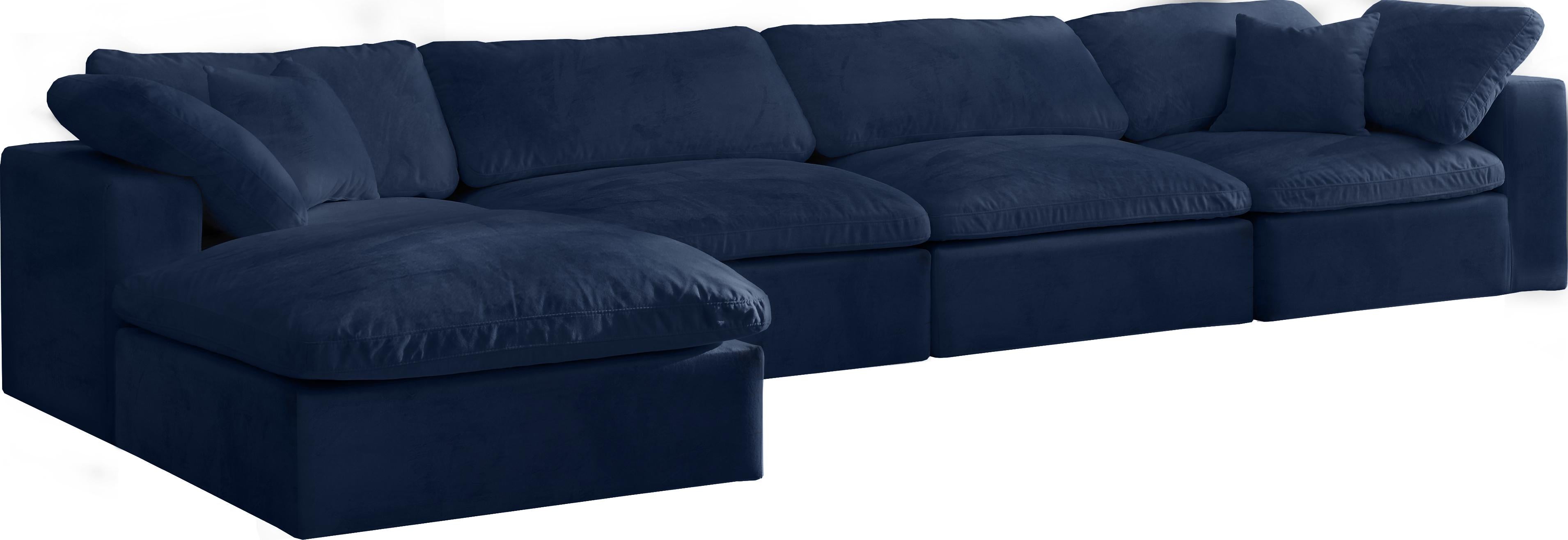 Cozy Navy Velvet Cloud Modular Sectional - Luxury Home Furniture (MI)
