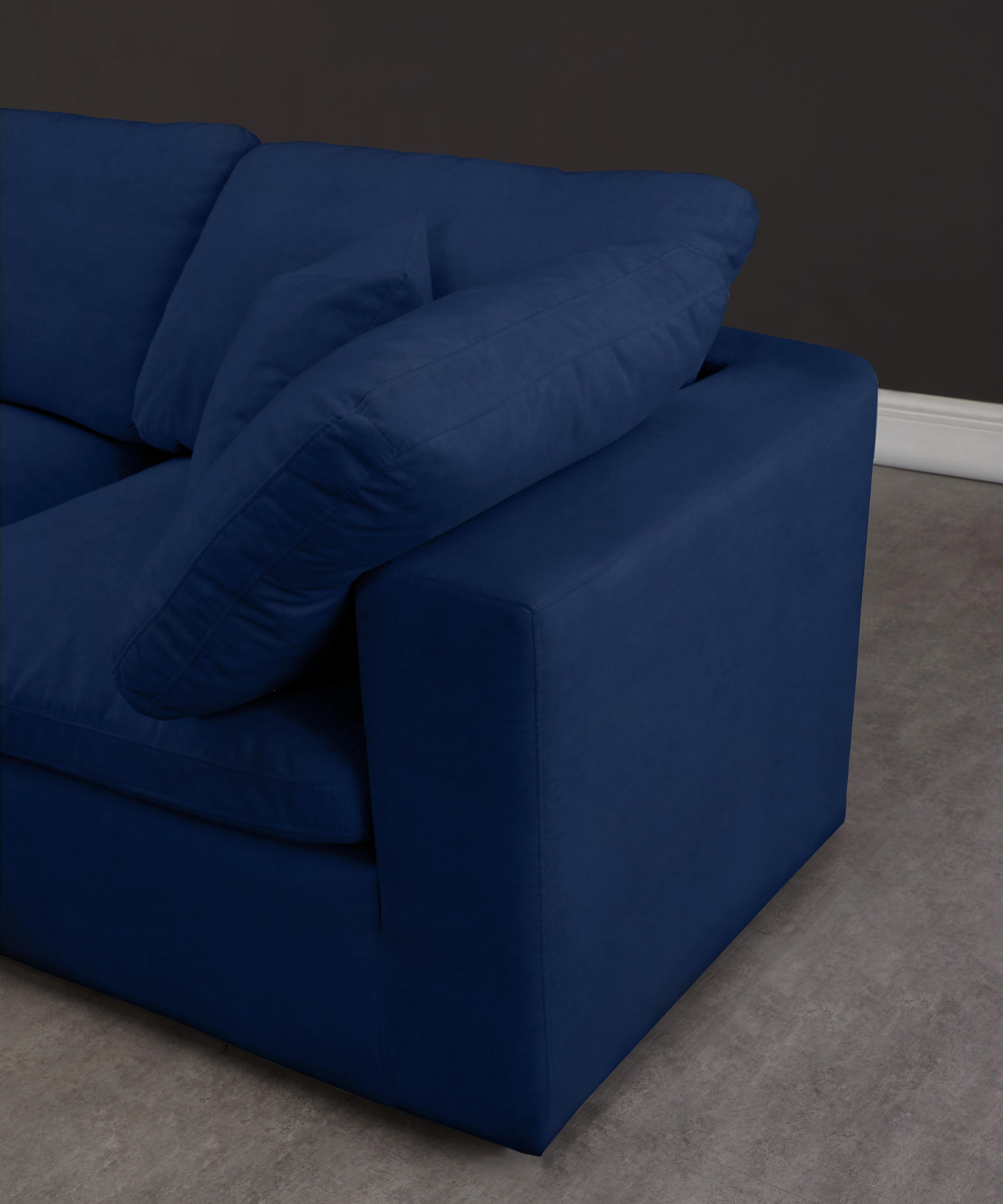 Cozy Navy Velvet Cloud Modular Armless Sofa - Luxury Home Furniture (MI)