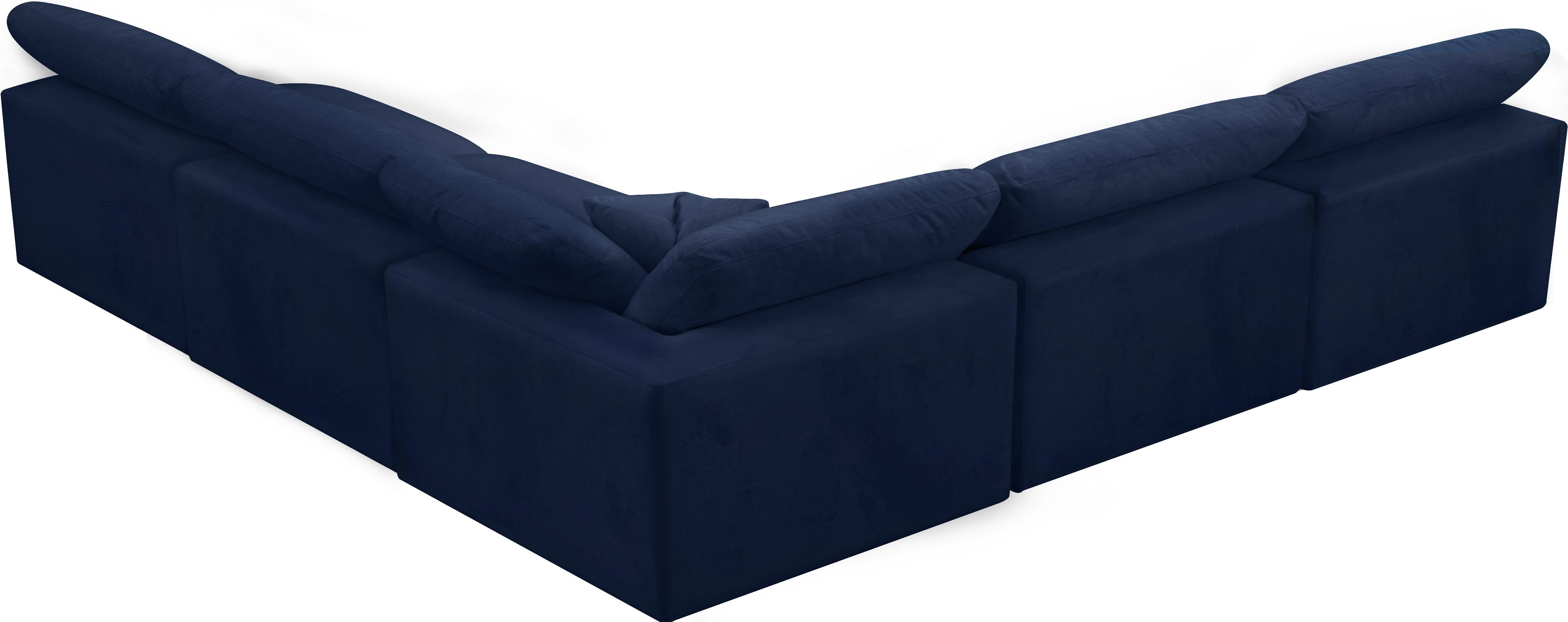 Cozy Navy Velvet Cloud Modular Sectional - Luxury Home Furniture (MI)