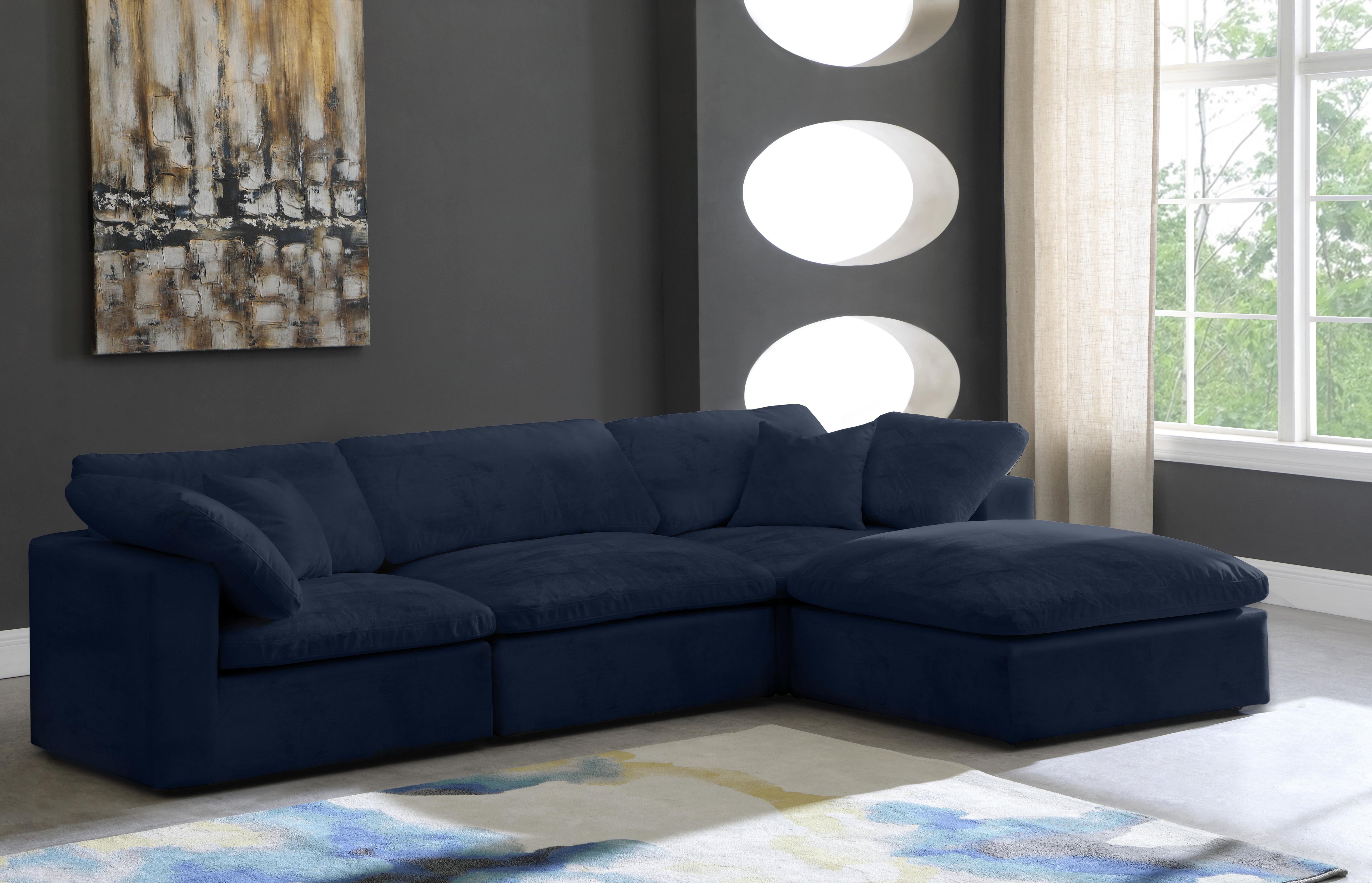 Cozy Navy Velvet Cloud Modular Sectional - Luxury Home Furniture (MI)