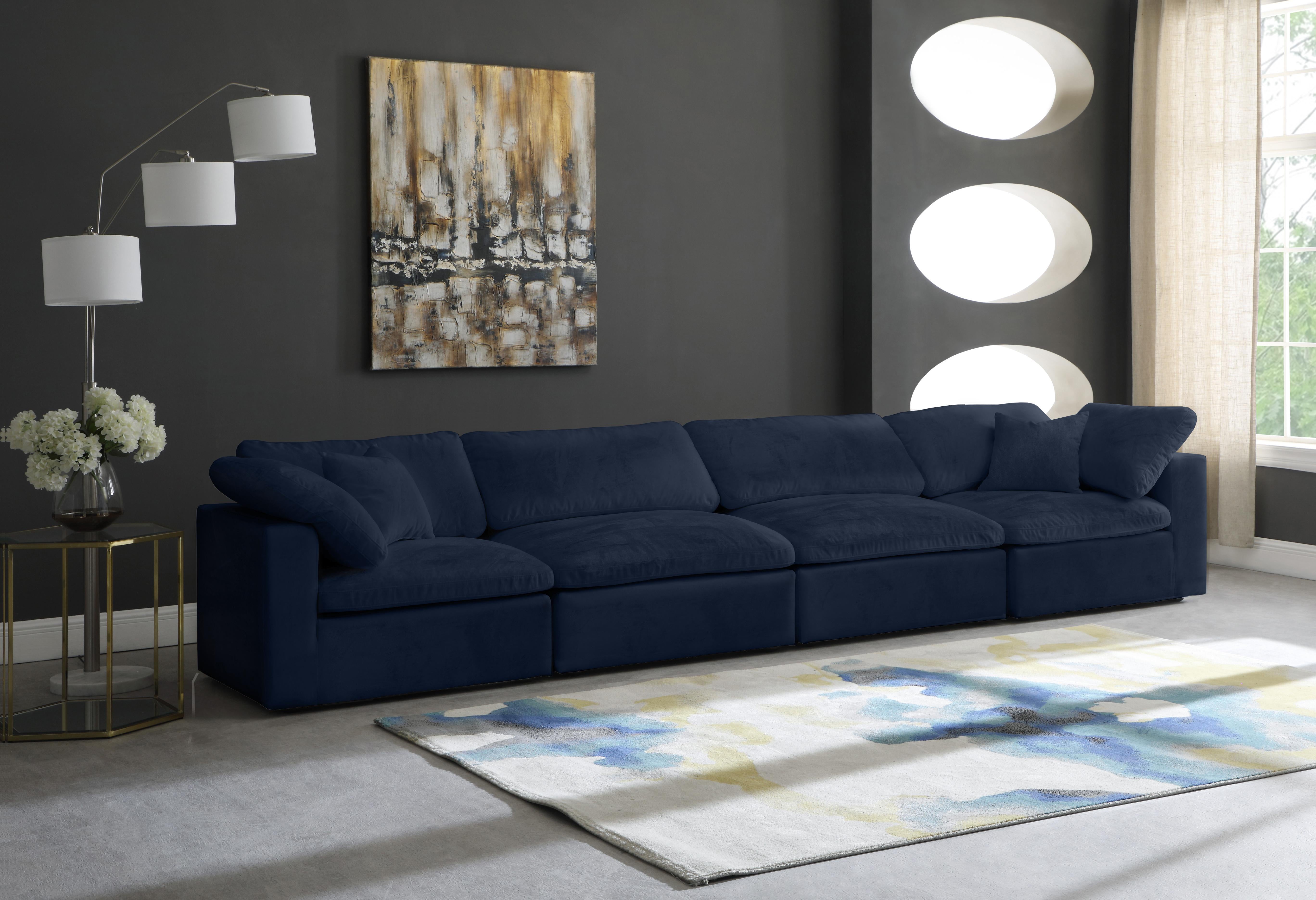Cozy Navy Velvet Cloud Modular Sofa - Luxury Home Furniture (MI)