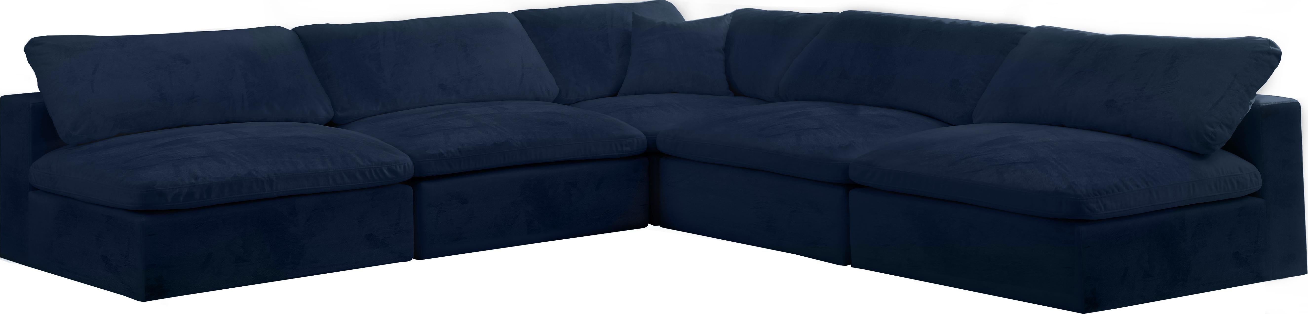 Cozy Navy Velvet Cloud Modular Sectional - Luxury Home Furniture (MI)