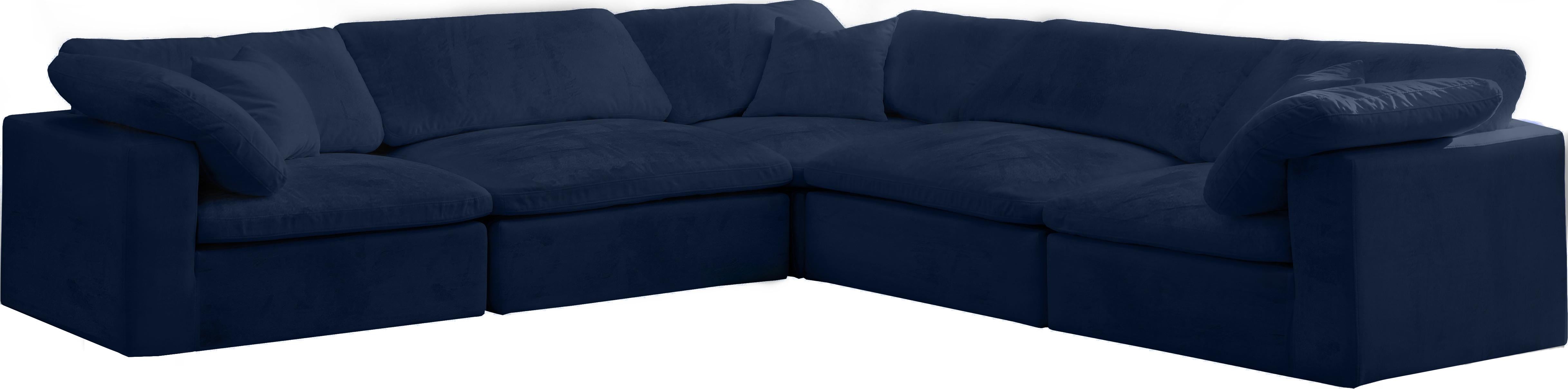 Cozy Navy Velvet Cloud Modular Sectional - Luxury Home Furniture (MI)