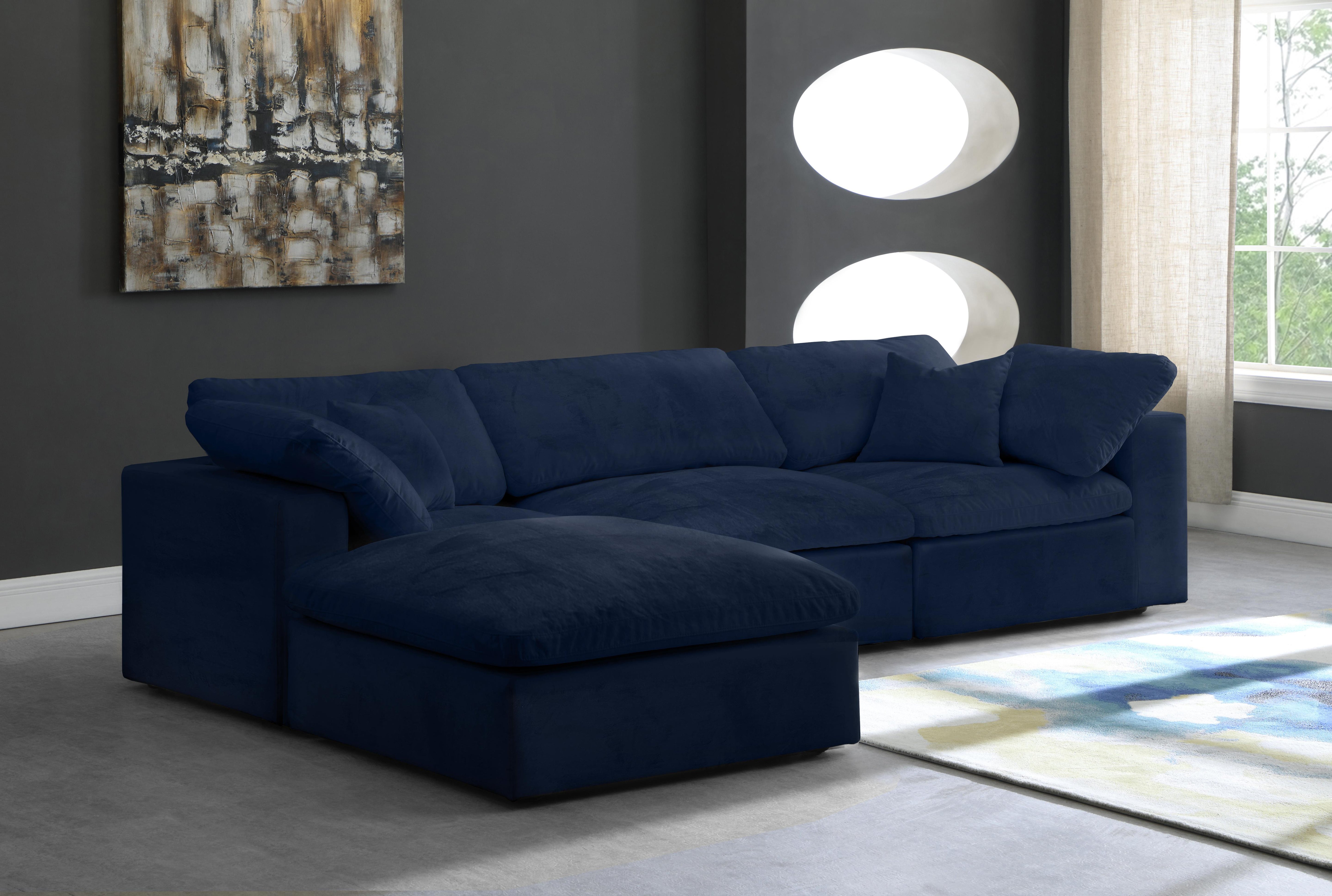 Cozy Navy Velvet Cloud Modular Sectional - Luxury Home Furniture (MI)