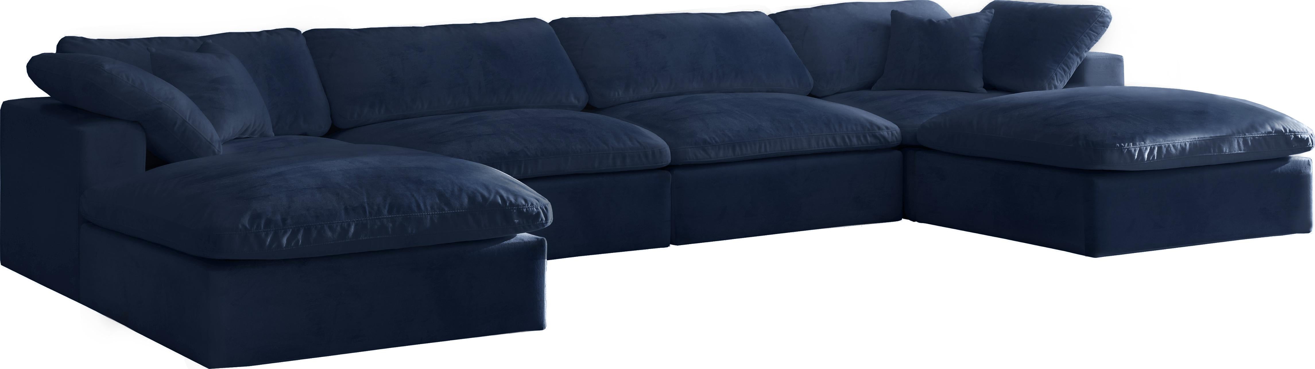 Cozy Navy Velvet Cloud Modular Sectional - Luxury Home Furniture (MI)