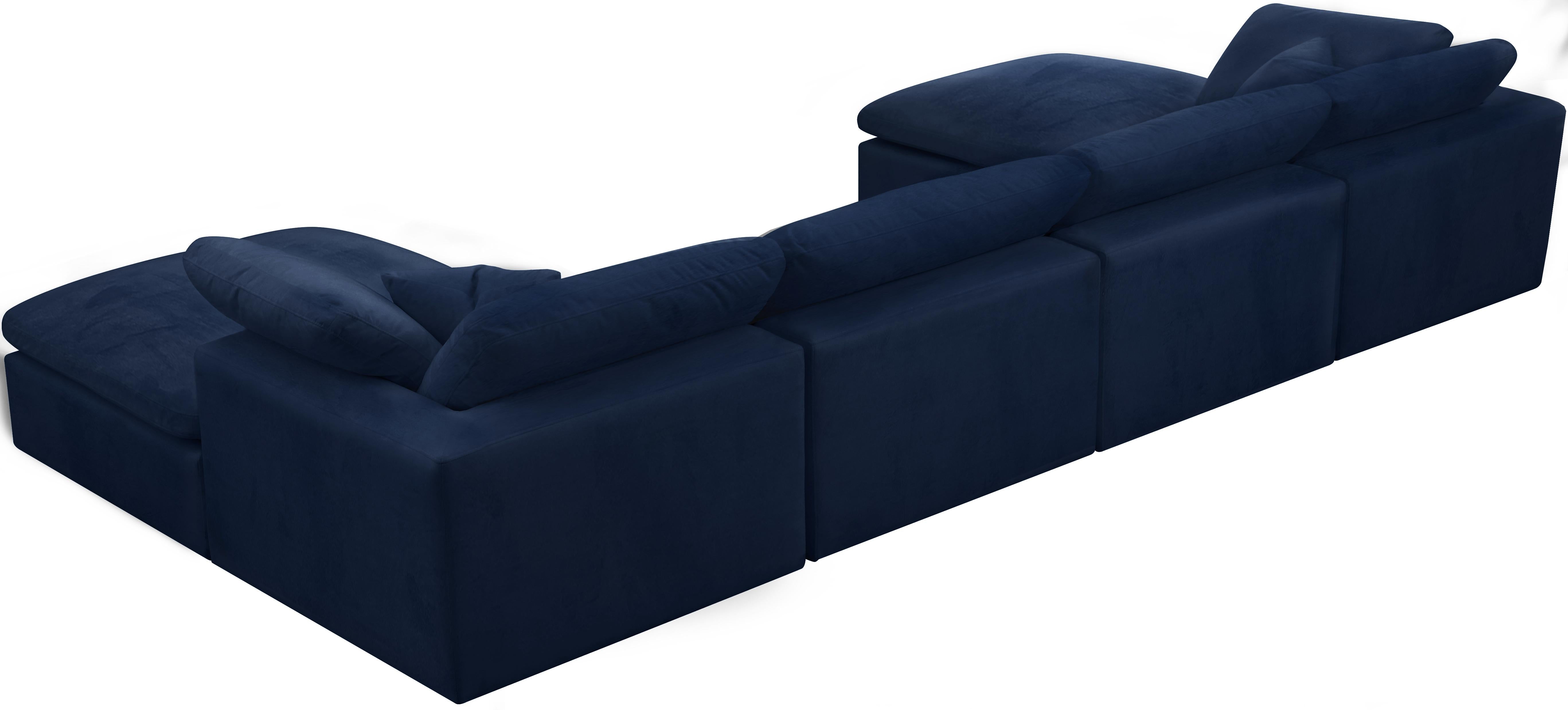 Cozy Navy Velvet Cloud Modular Sectional - Luxury Home Furniture (MI)