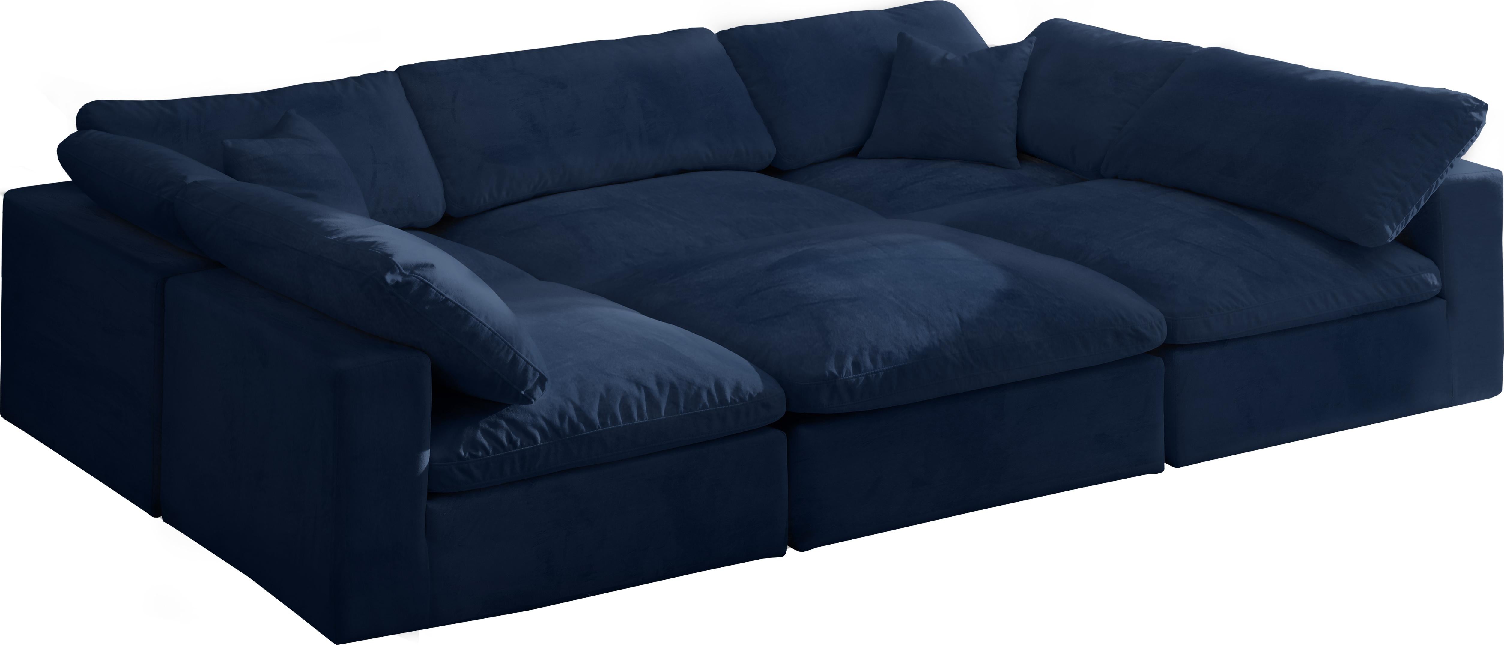 Cozy Navy Velvet Cloud Modular Sectional - Luxury Home Furniture (MI)