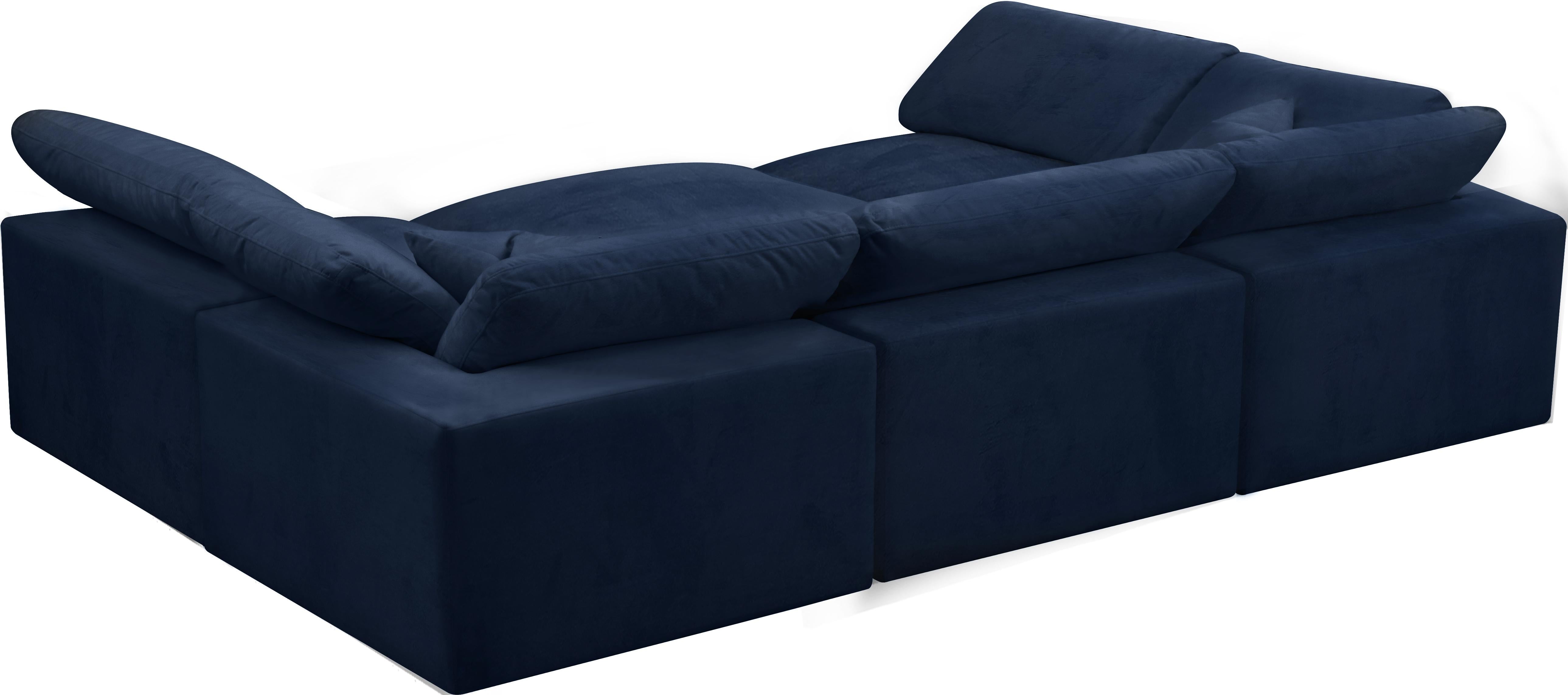 Cozy Navy Velvet Cloud Modular Sectional - Luxury Home Furniture (MI)