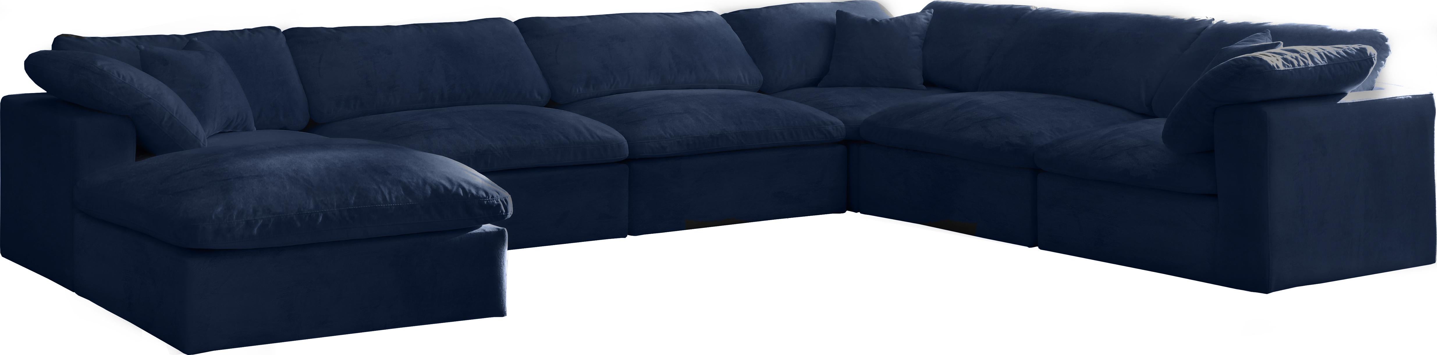 Cozy Navy Velvet Cloud Modular Sectional - Luxury Home Furniture (MI)