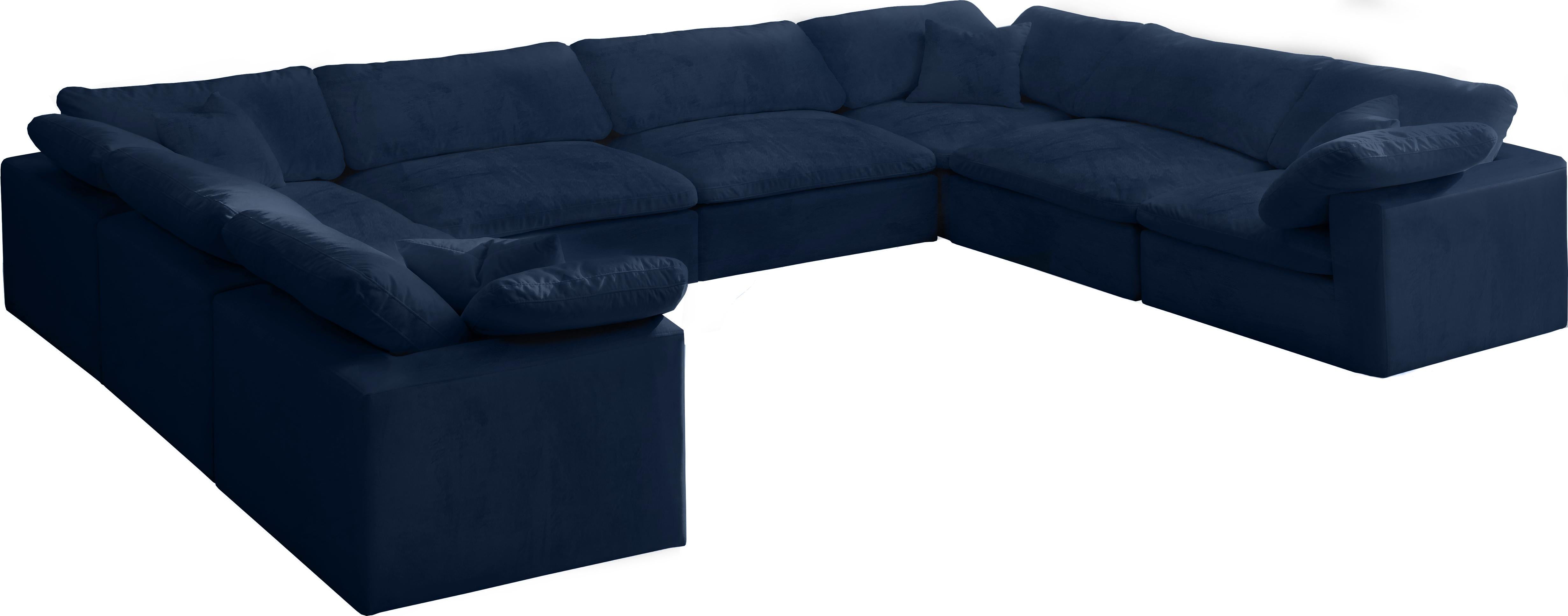 Cozy Navy Velvet Cloud Modular Sectional - Luxury Home Furniture (MI)