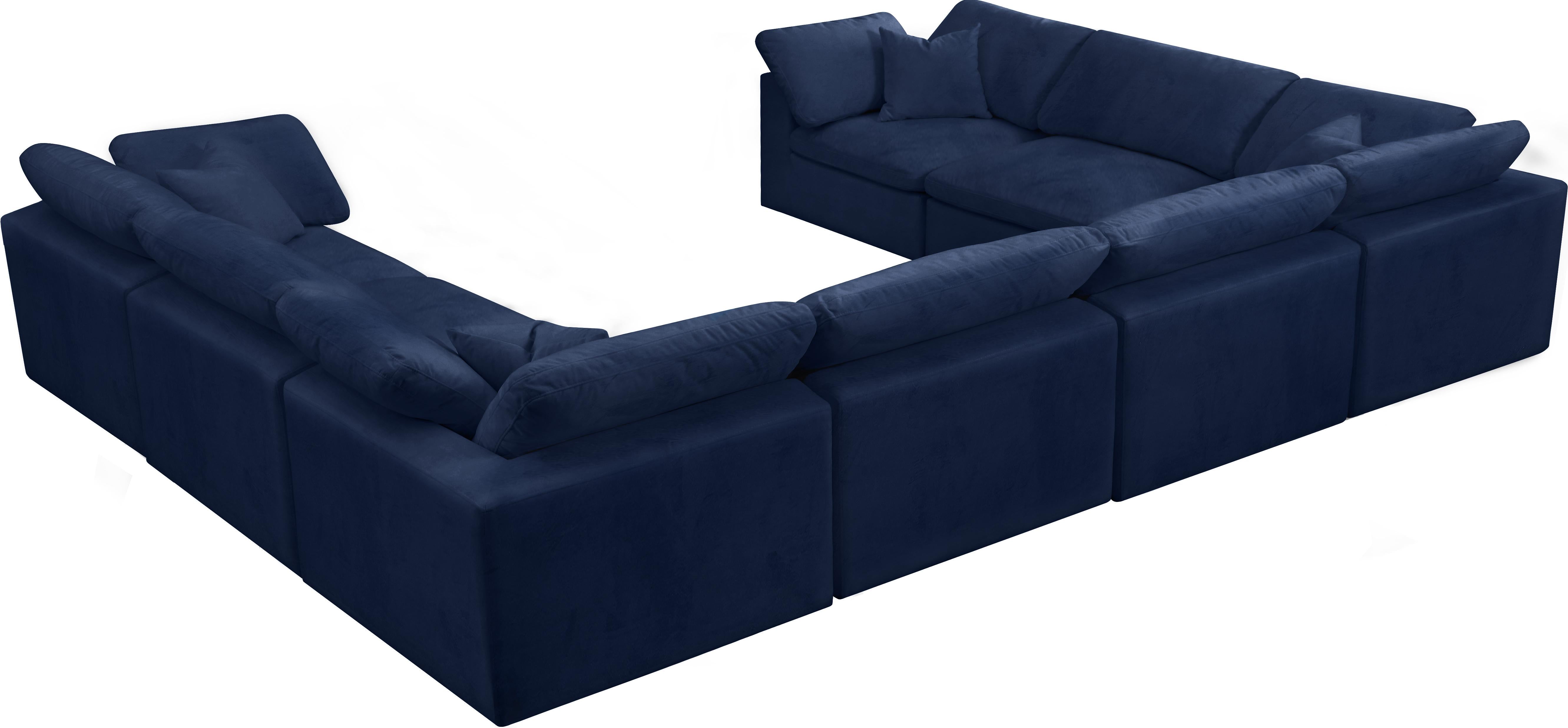 Cozy Navy Velvet Cloud Modular Sectional - Luxury Home Furniture (MI)