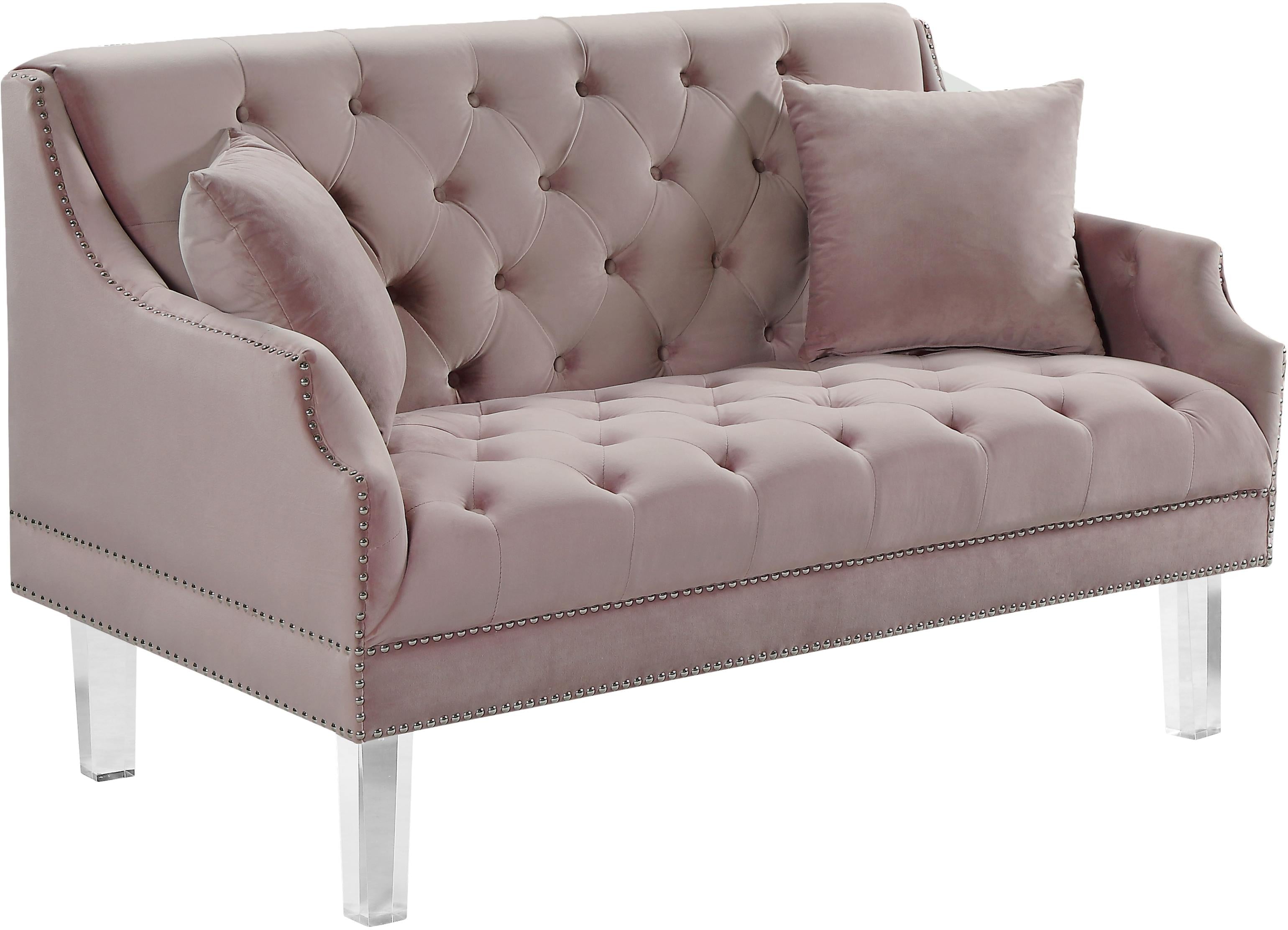 Roxy Pink Velvet Loveseat - Luxury Home Furniture (MI)