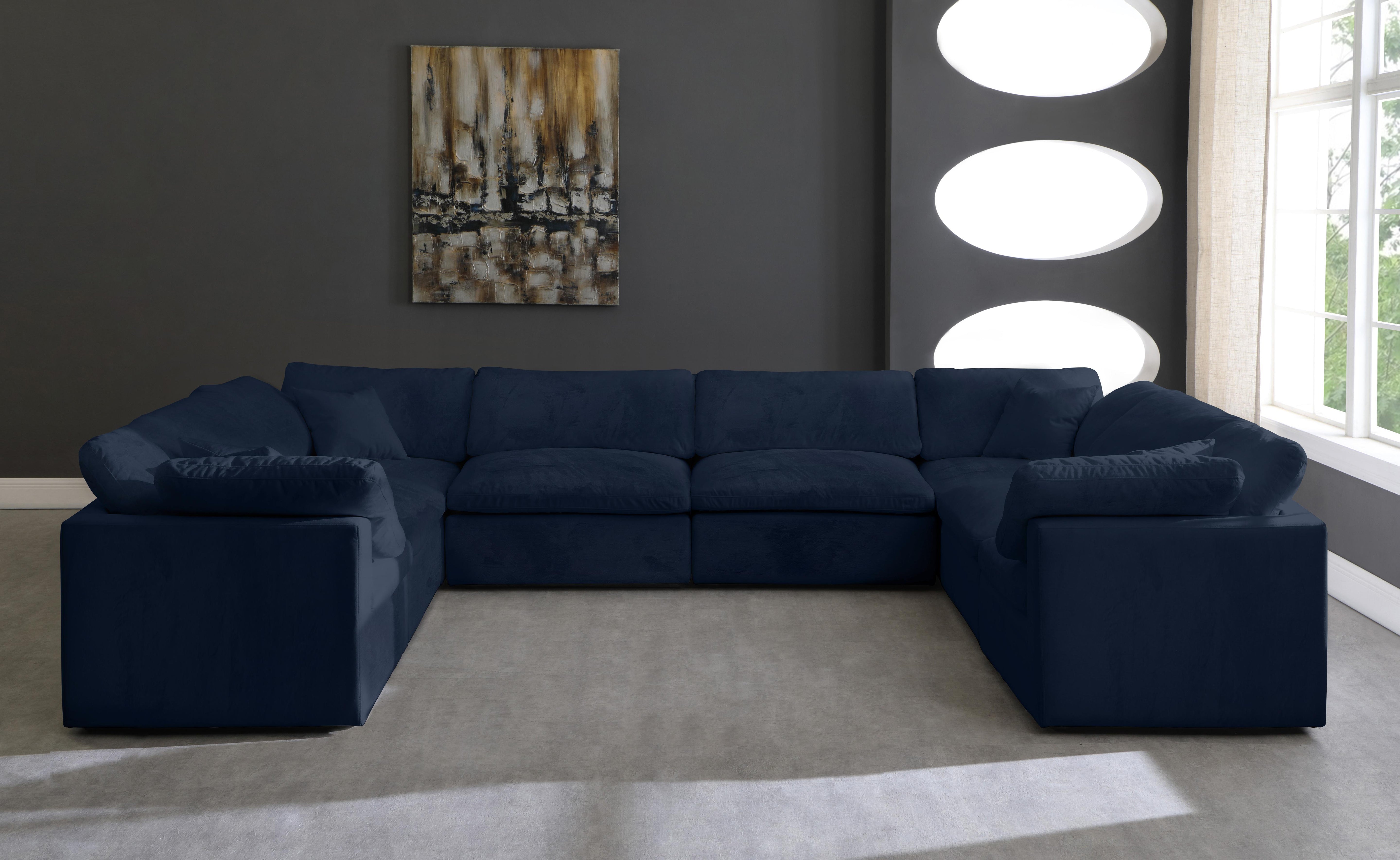 Cozy Navy Velvet Cloud Modular Sectional - Luxury Home Furniture (MI)