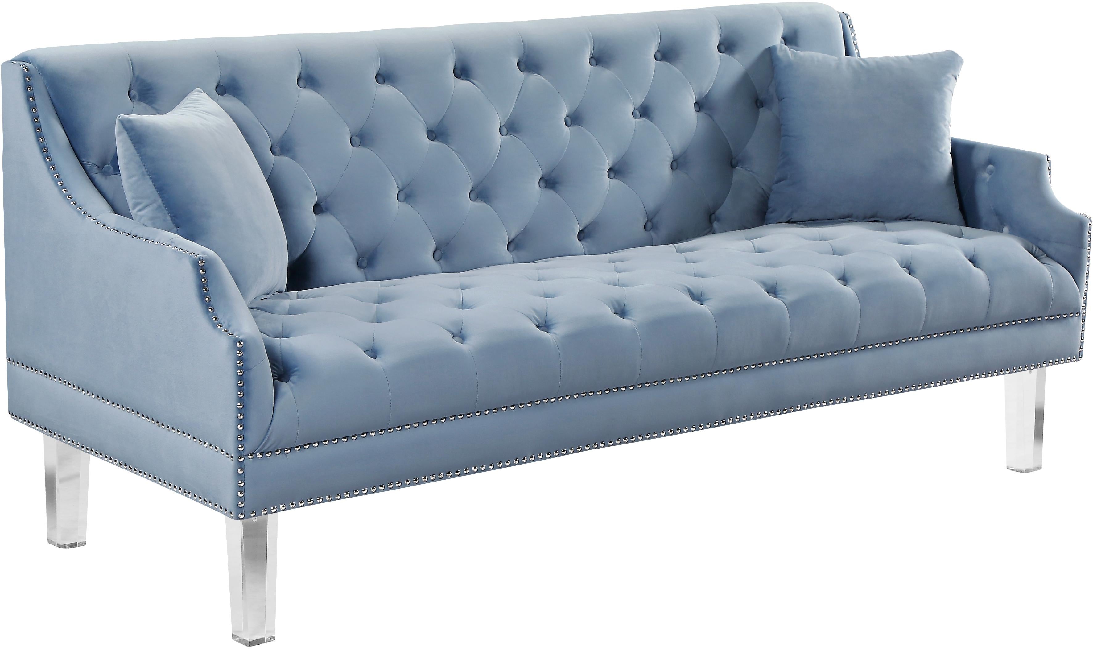 Roxy Sky Blue Velvet Sofa - Luxury Home Furniture (MI)