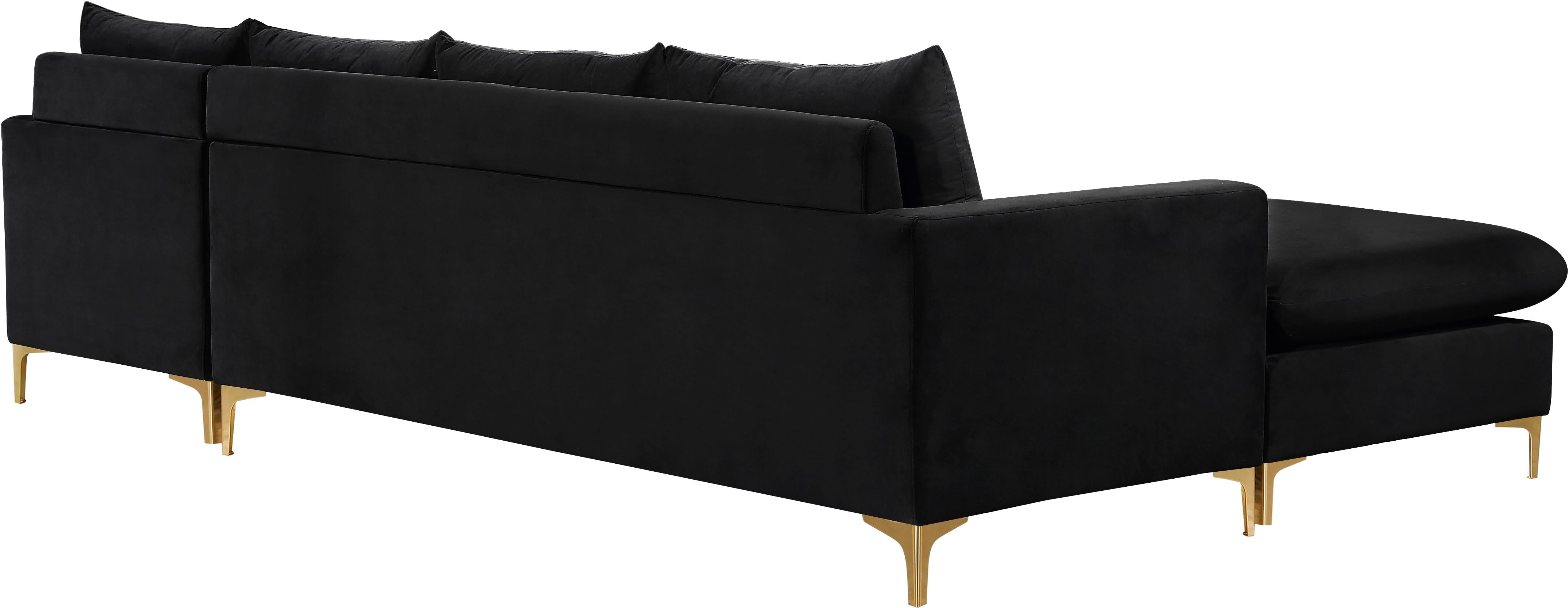 Naomi Black Velvet 2pc. Reversible Sectional - Luxury Home Furniture (MI)