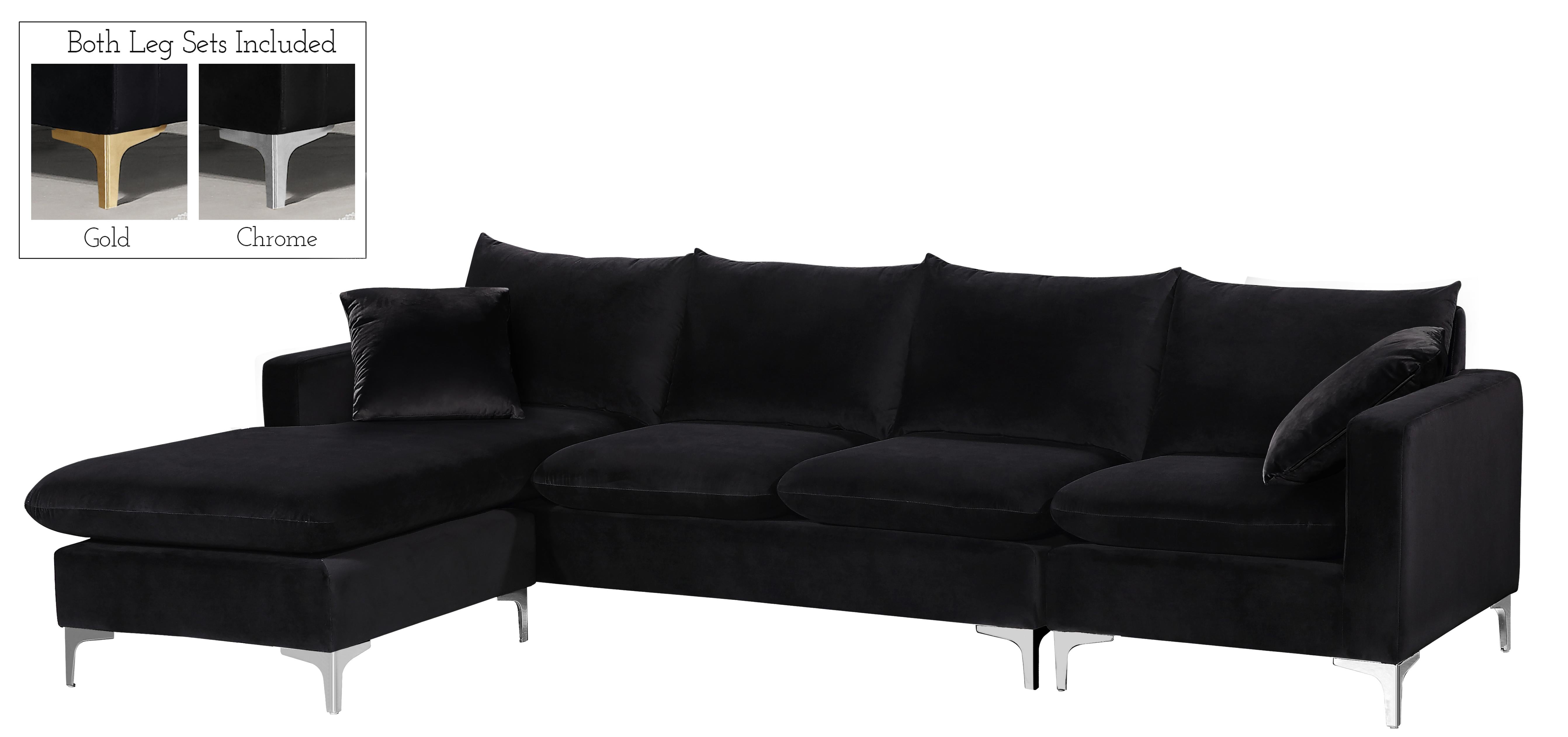 Naomi Black Velvet 2pc. Reversible Sectional - Luxury Home Furniture (MI)