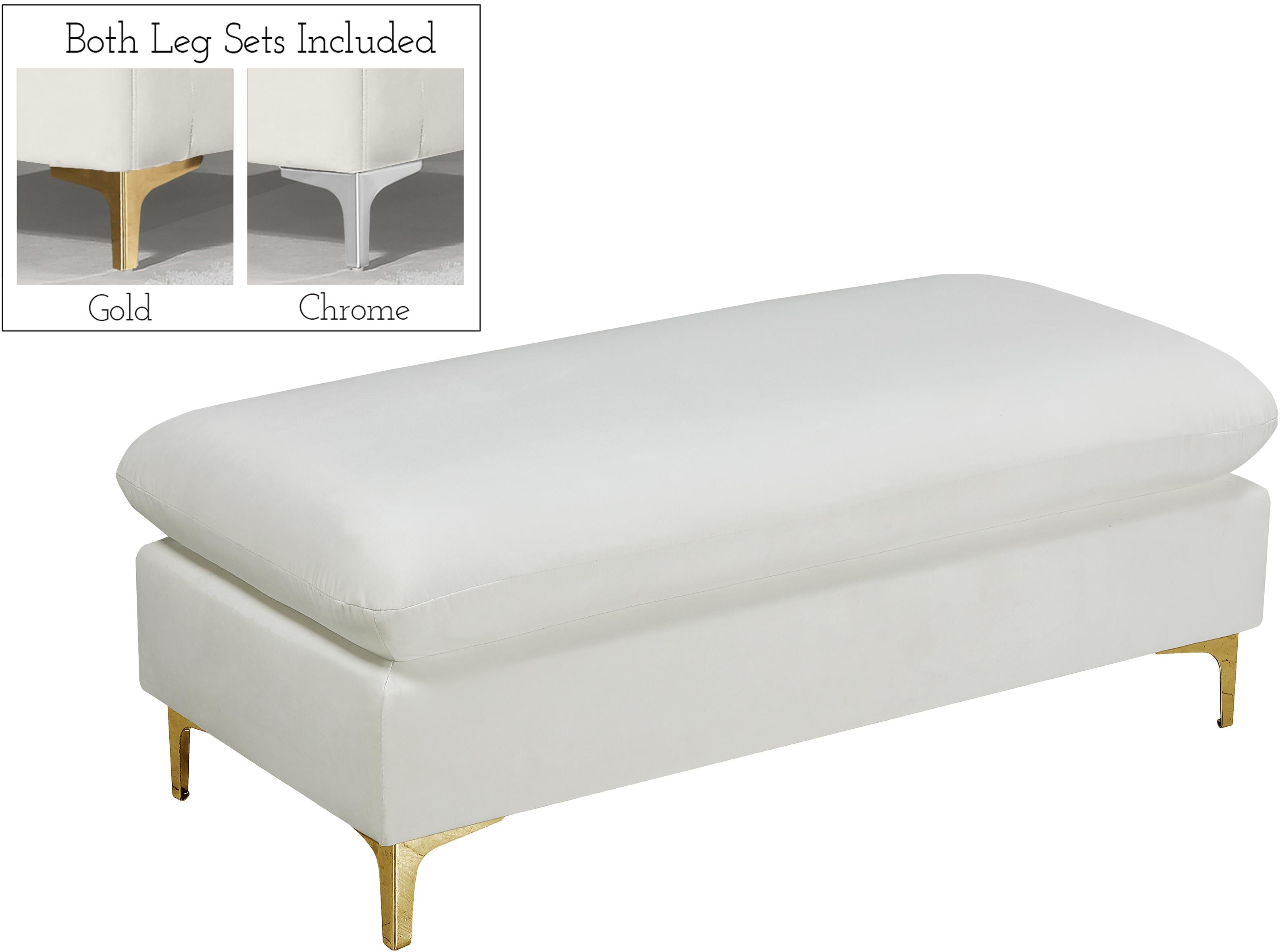 Naomi Cream Velvet Ottoman - Luxury Home Furniture (MI)