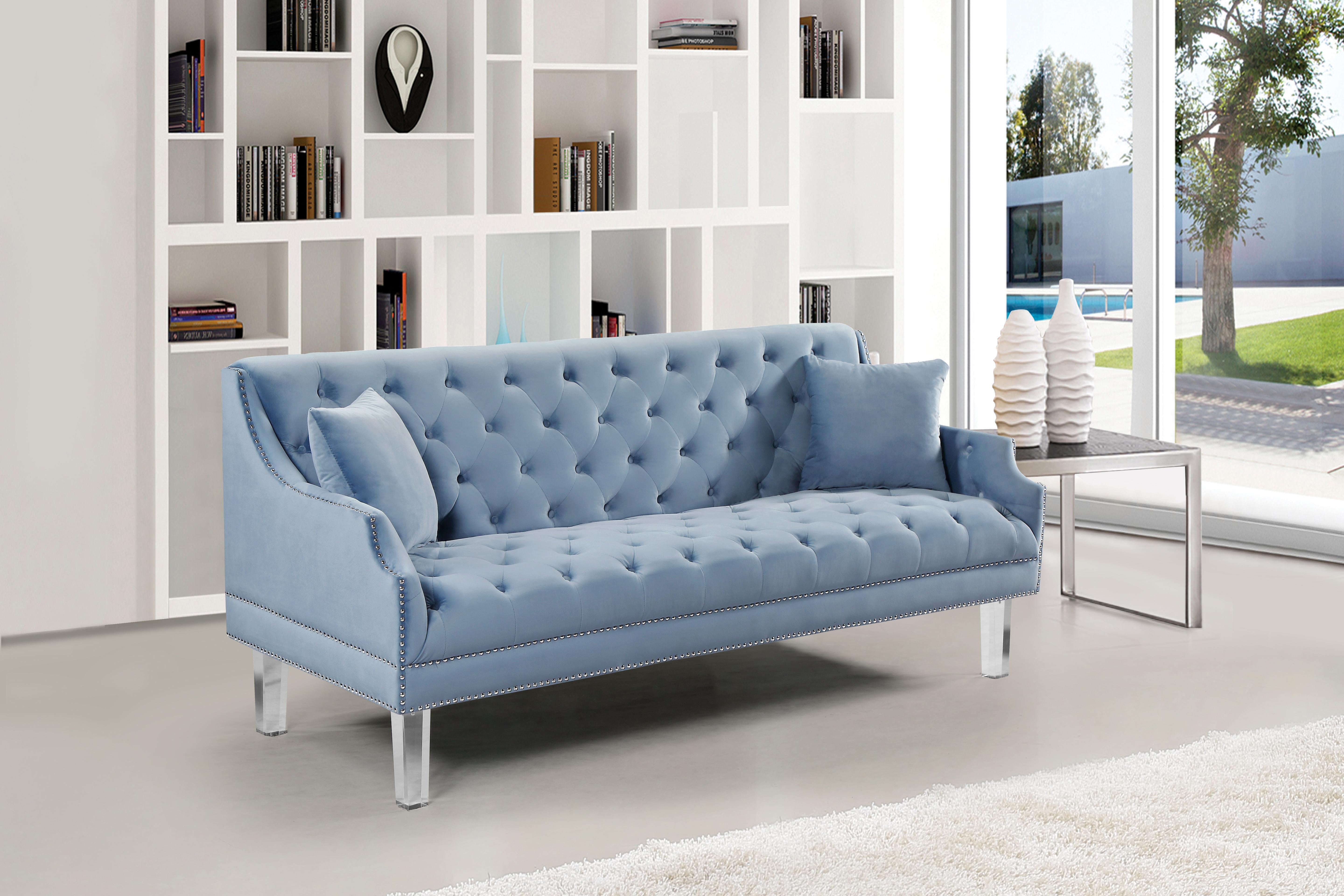 Roxy Sky Blue Velvet Sofa - Luxury Home Furniture (MI)