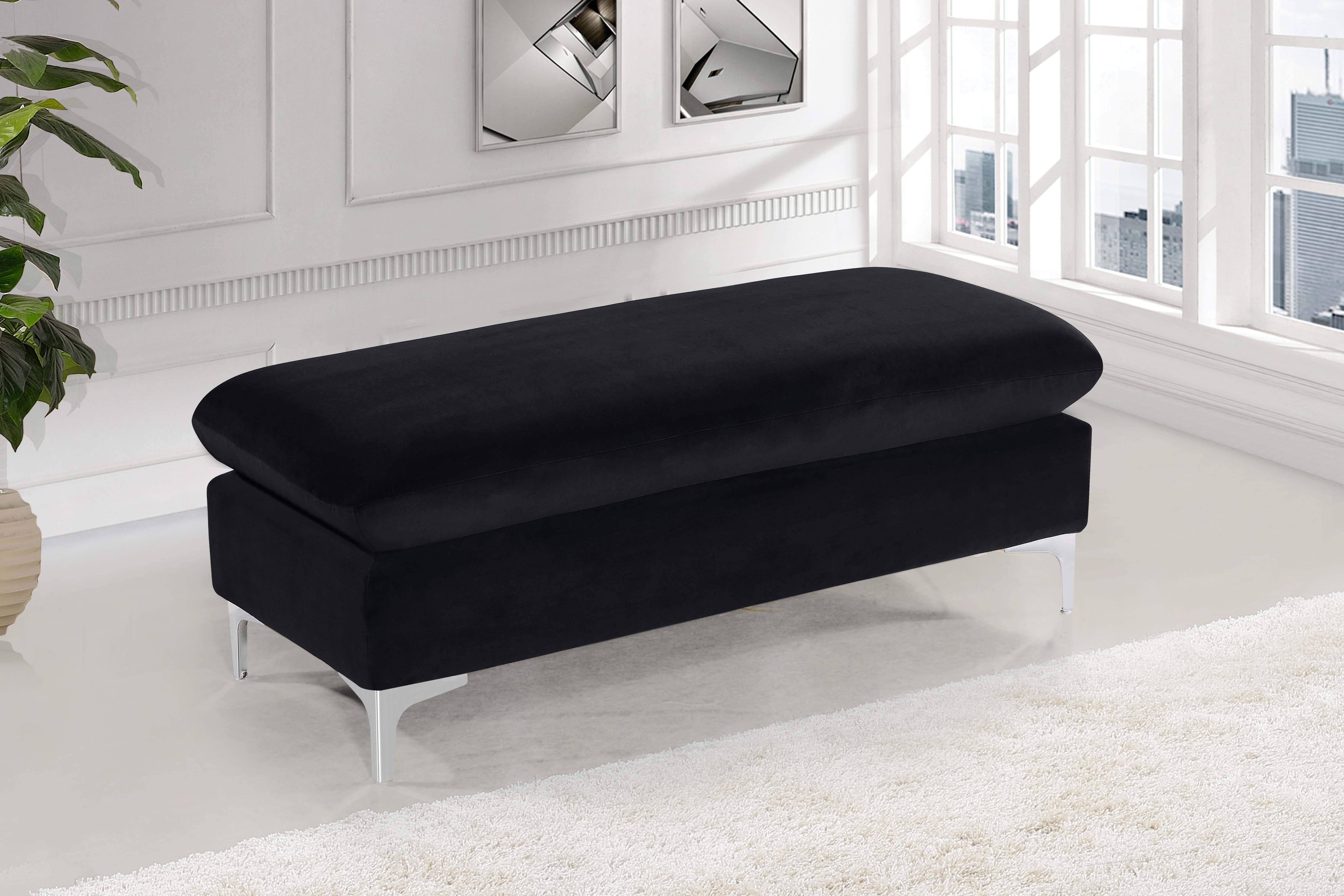 Naomi Black Velvet Ottoman - Luxury Home Furniture (MI)
