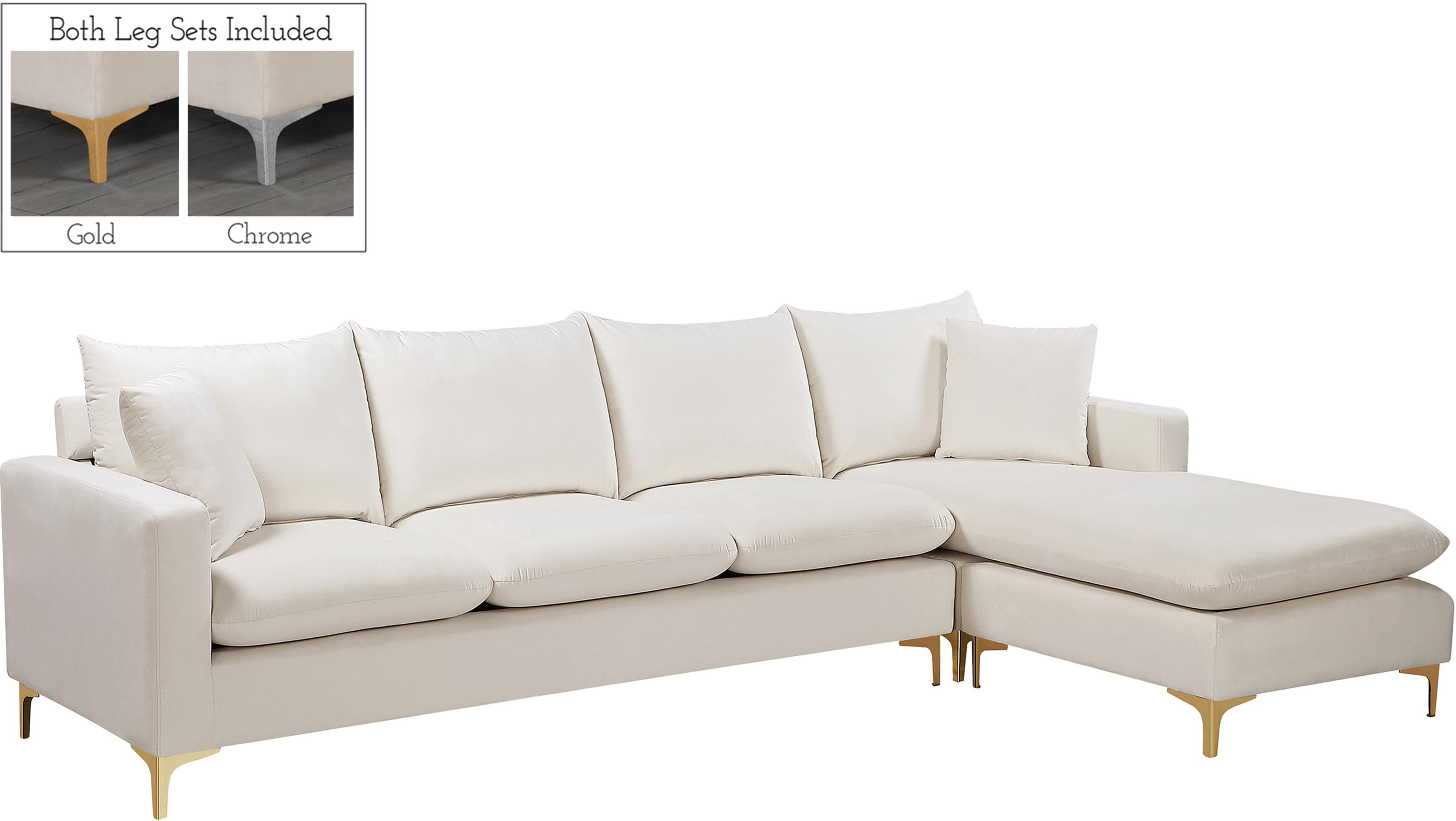 Naomi Cream Velvet 2pc. Reversible Sectional - Luxury Home Furniture (MI)
