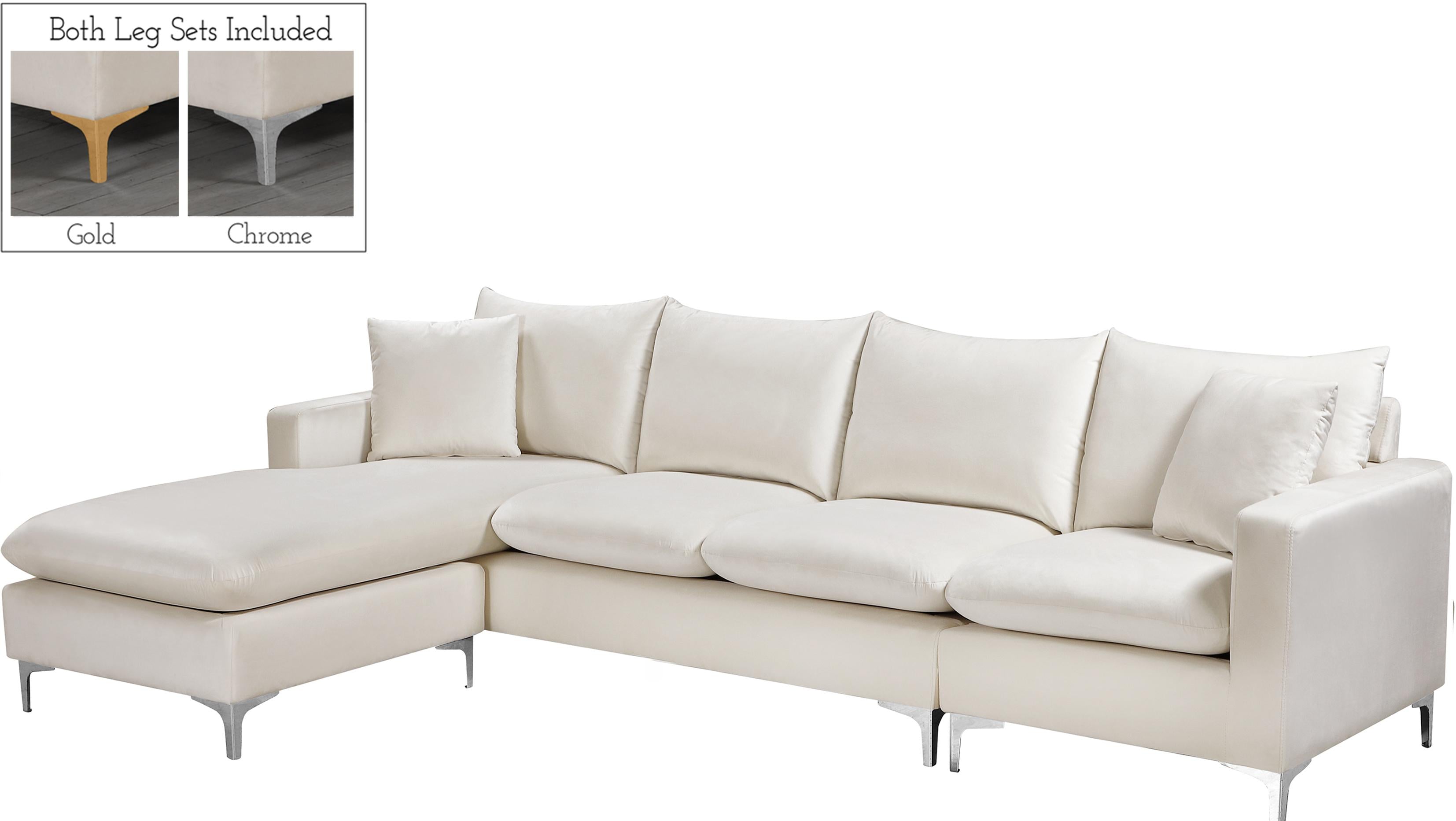 Naomi Cream Velvet 2pc. Reversible Sectional - Luxury Home Furniture (MI)