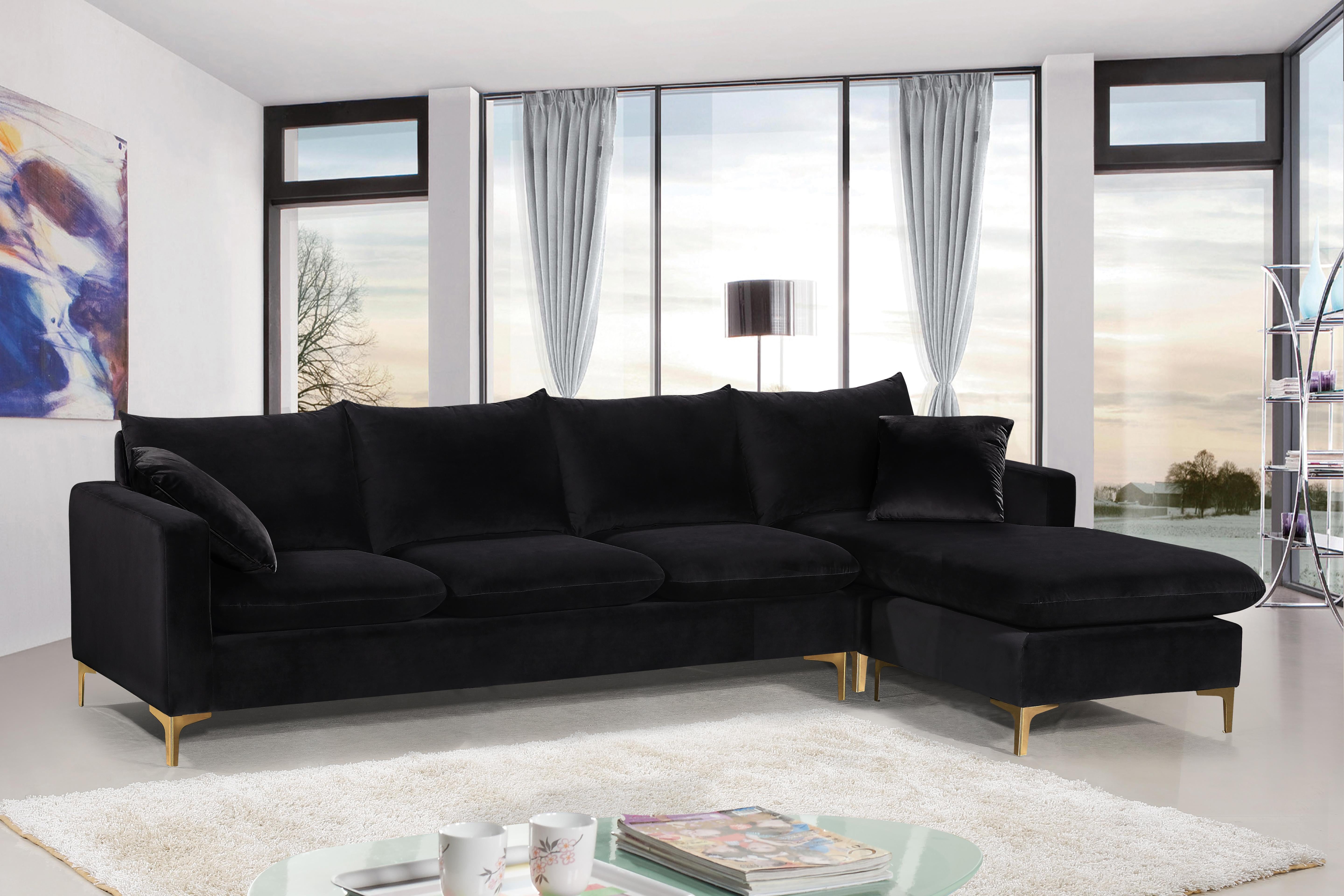 Naomi Black Velvet 2pc. Reversible Sectional - Luxury Home Furniture (MI)