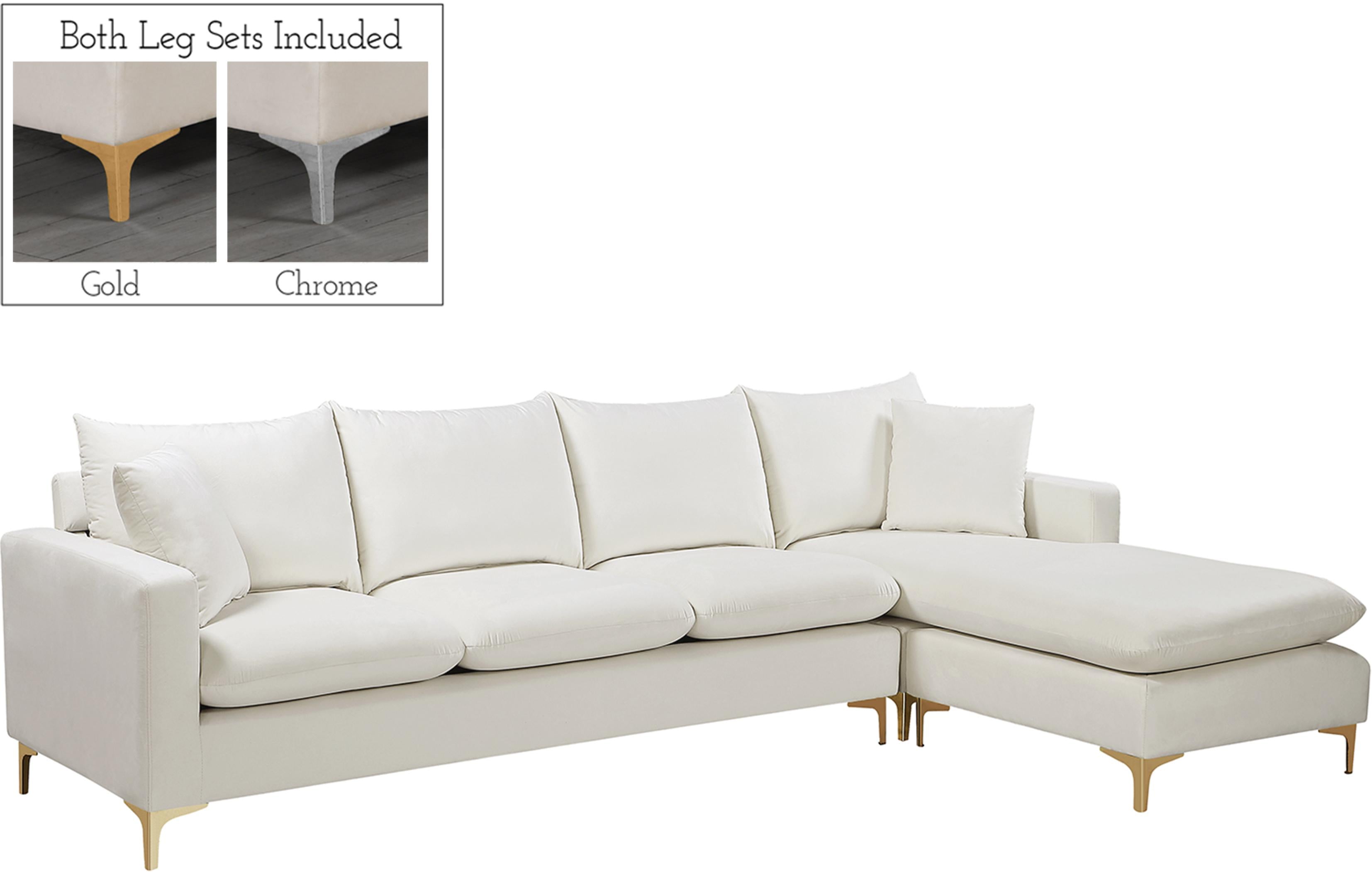 Naomi Cream Velvet 2pc. Reversible Sectional - Luxury Home Furniture (MI)