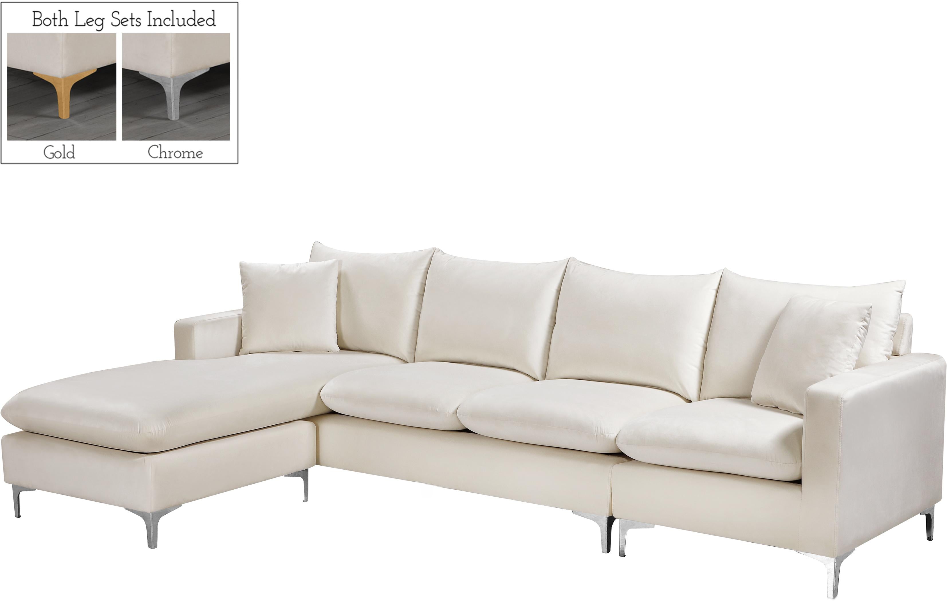 Naomi Cream Velvet 2pc. Reversible Sectional - Luxury Home Furniture (MI)