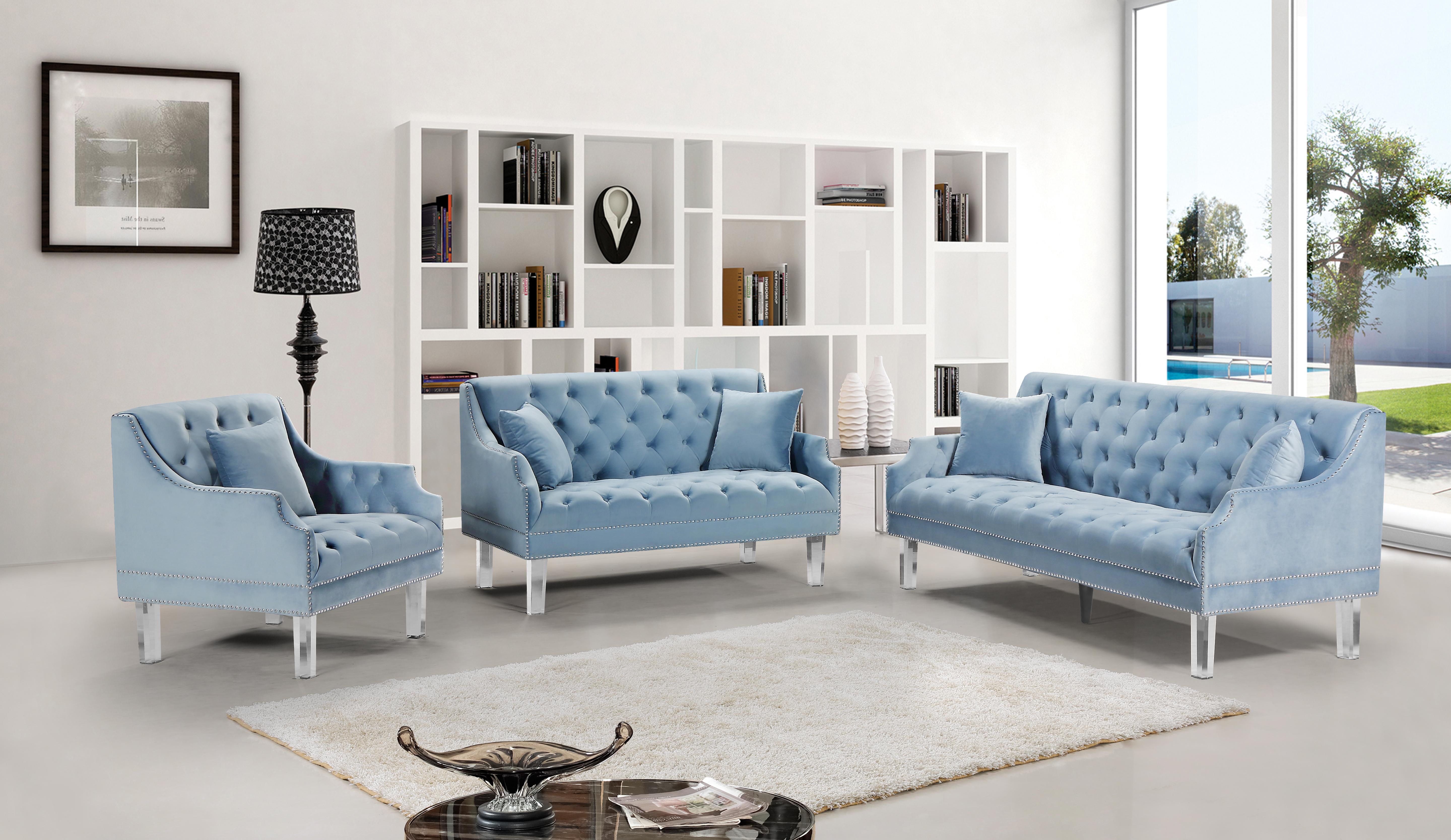 Roxy Sky Blue Velvet Chair - Luxury Home Furniture (MI)