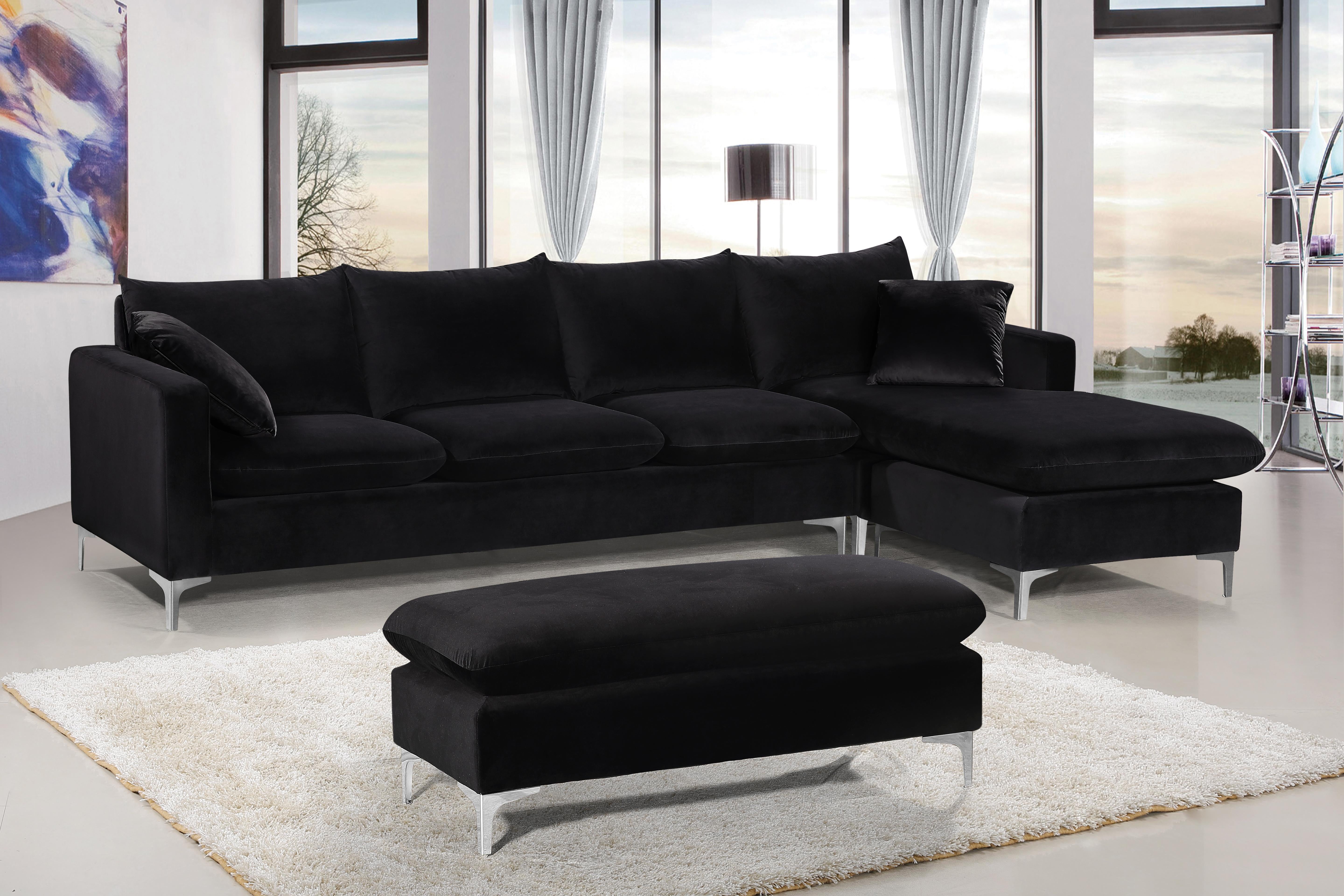 Naomi Black Velvet 2pc. Reversible Sectional - Luxury Home Furniture (MI)