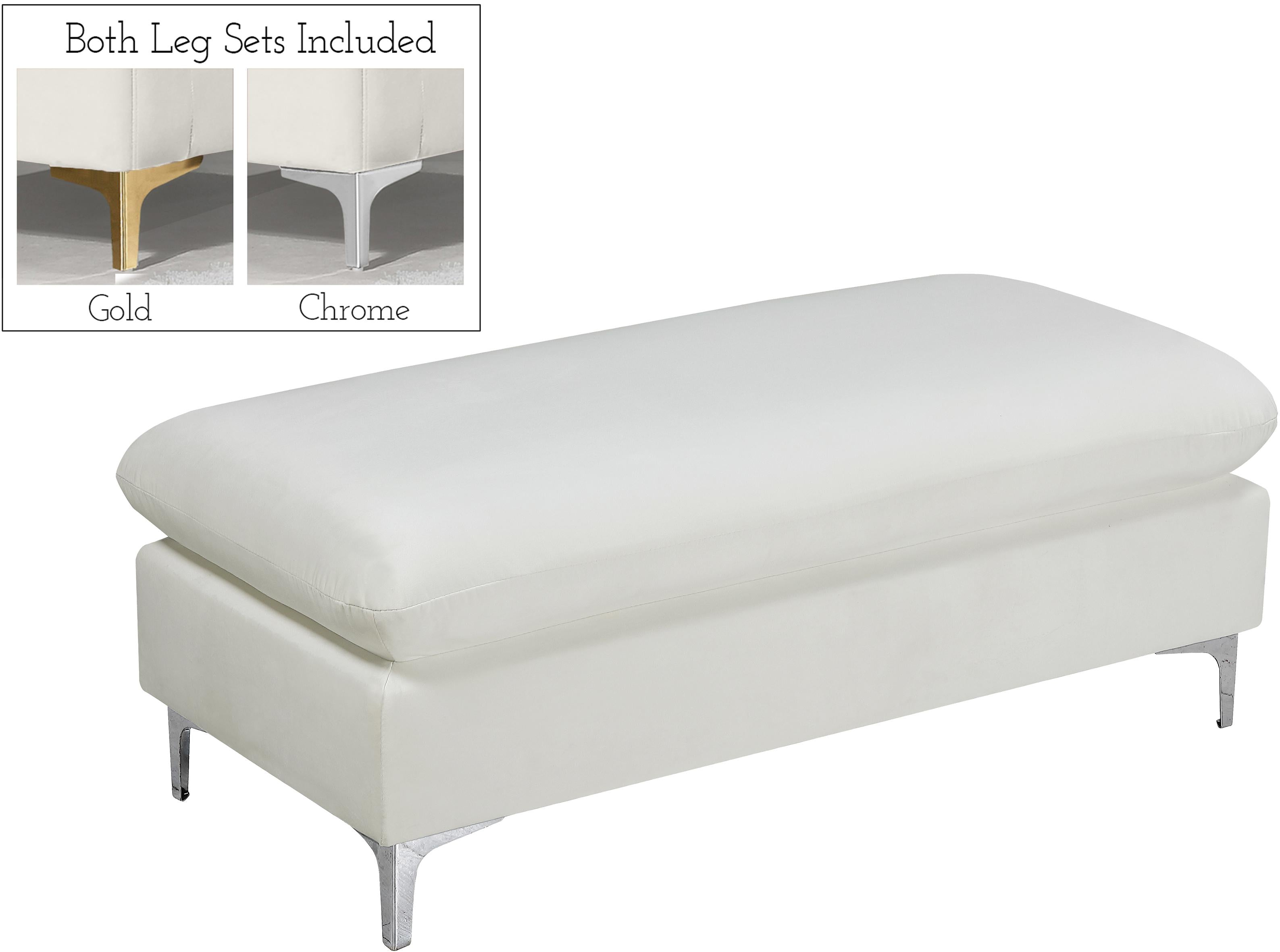 Naomi Cream Velvet Ottoman - Luxury Home Furniture (MI)