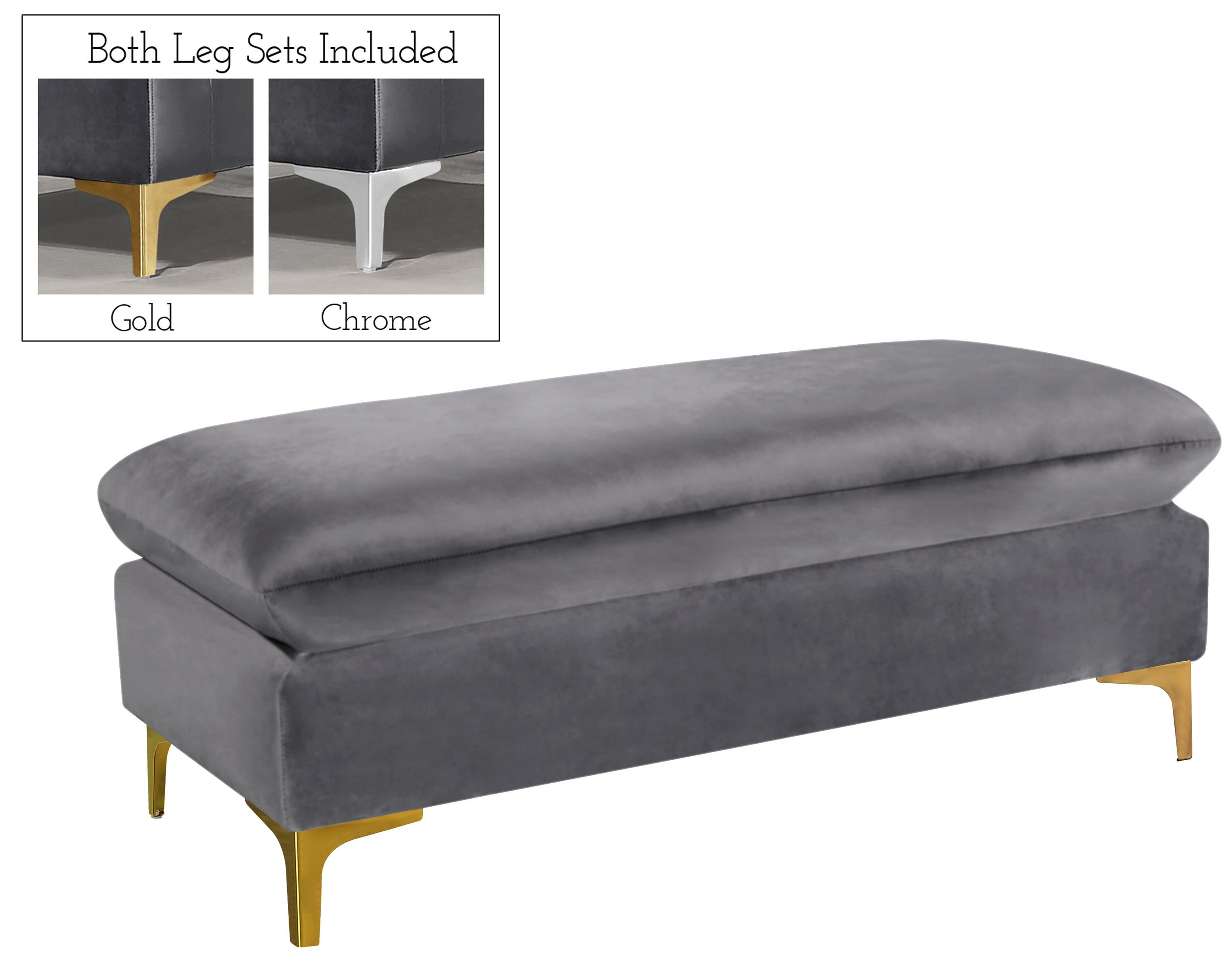 Naomi Grey Velvet Ottoman - Luxury Home Furniture (MI)