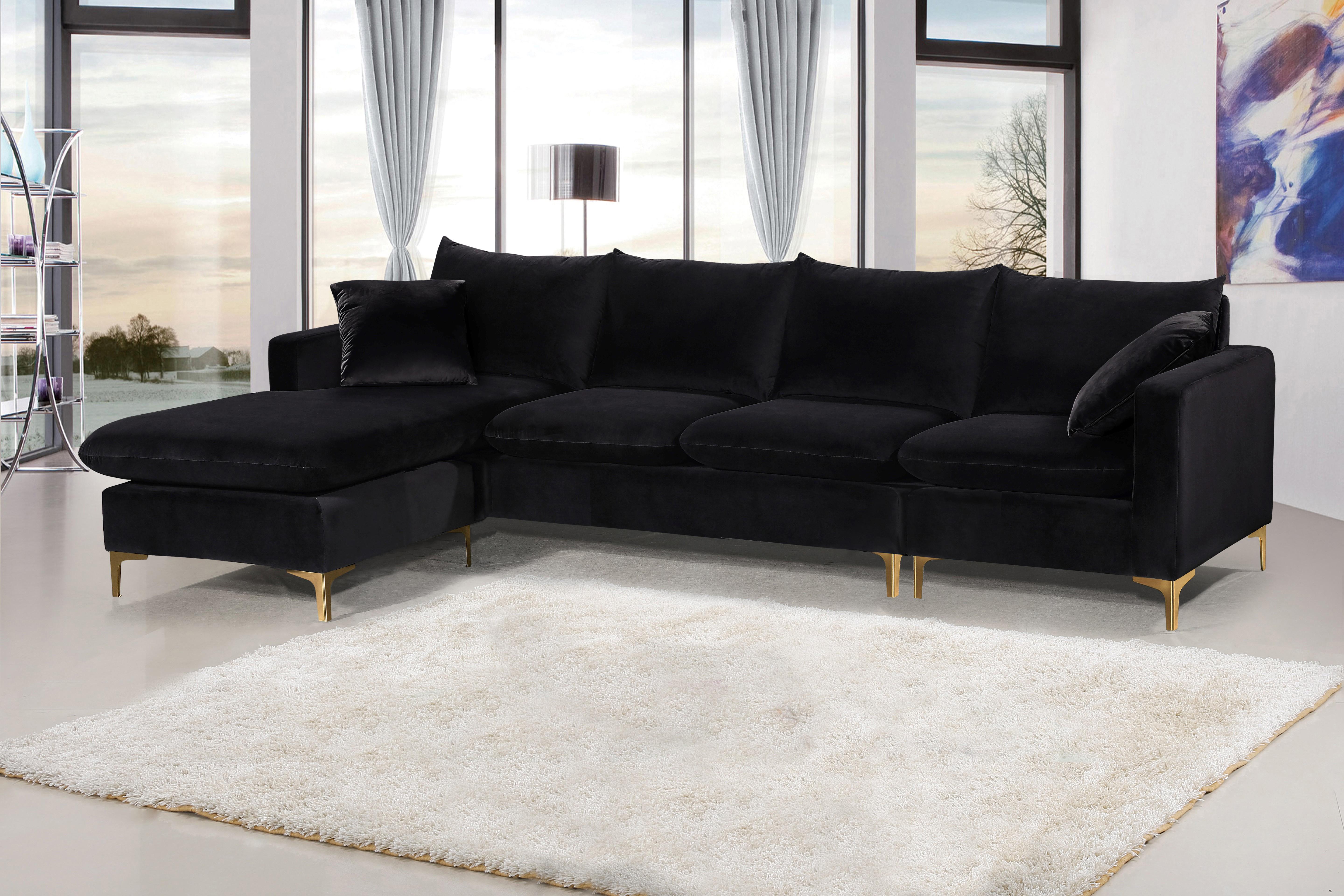 Naomi Black Velvet 2pc. Reversible Sectional - Luxury Home Furniture (MI)