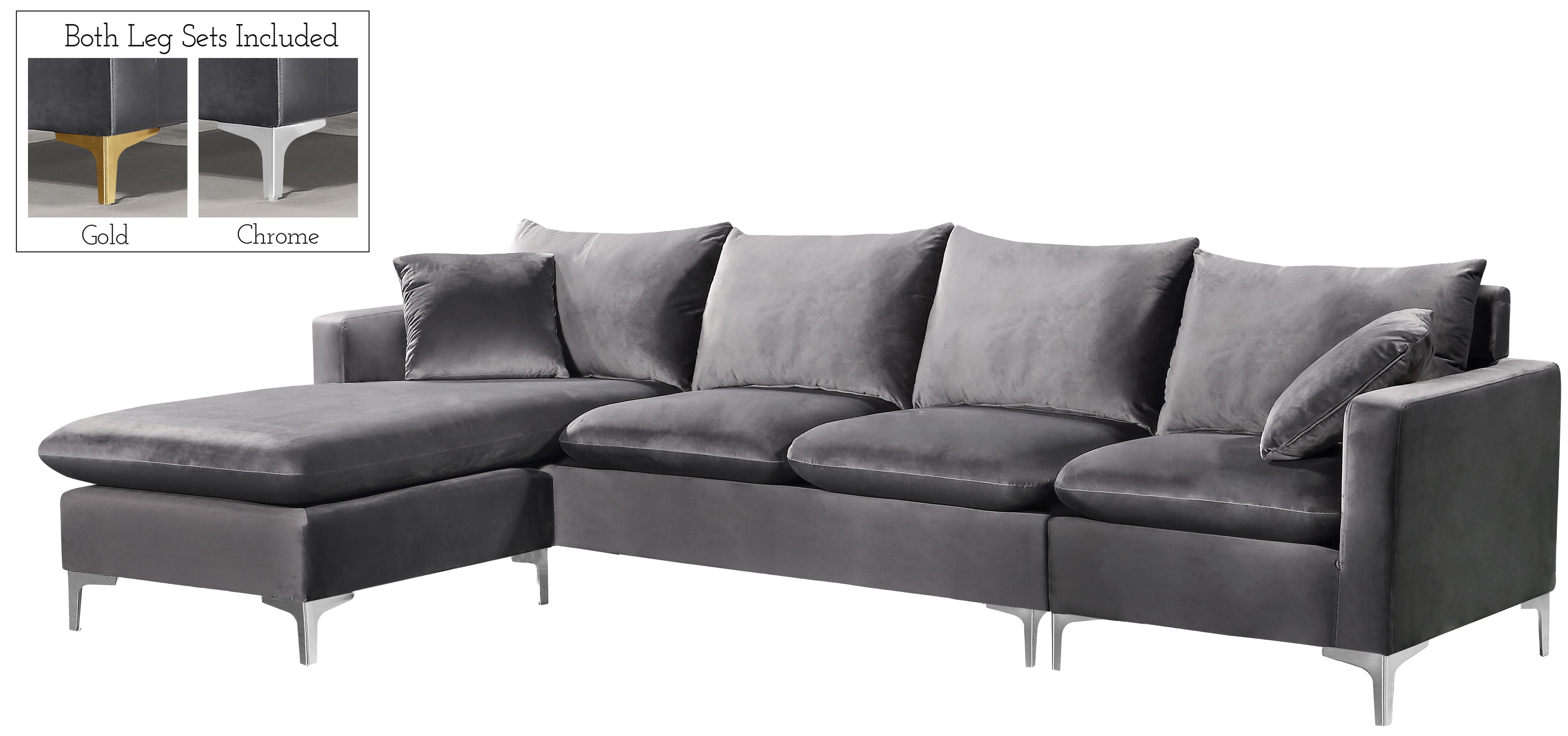 Naomi Grey Velvet 2pc. Reversible Sectional - Luxury Home Furniture (MI)