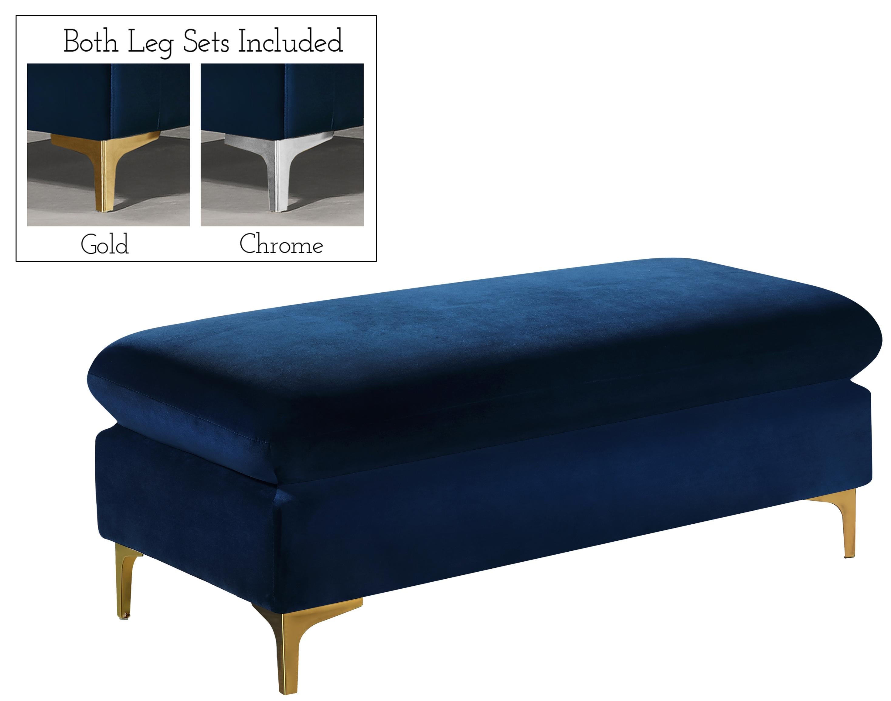 Naomi Navy Velvet Ottoman - Luxury Home Furniture (MI)