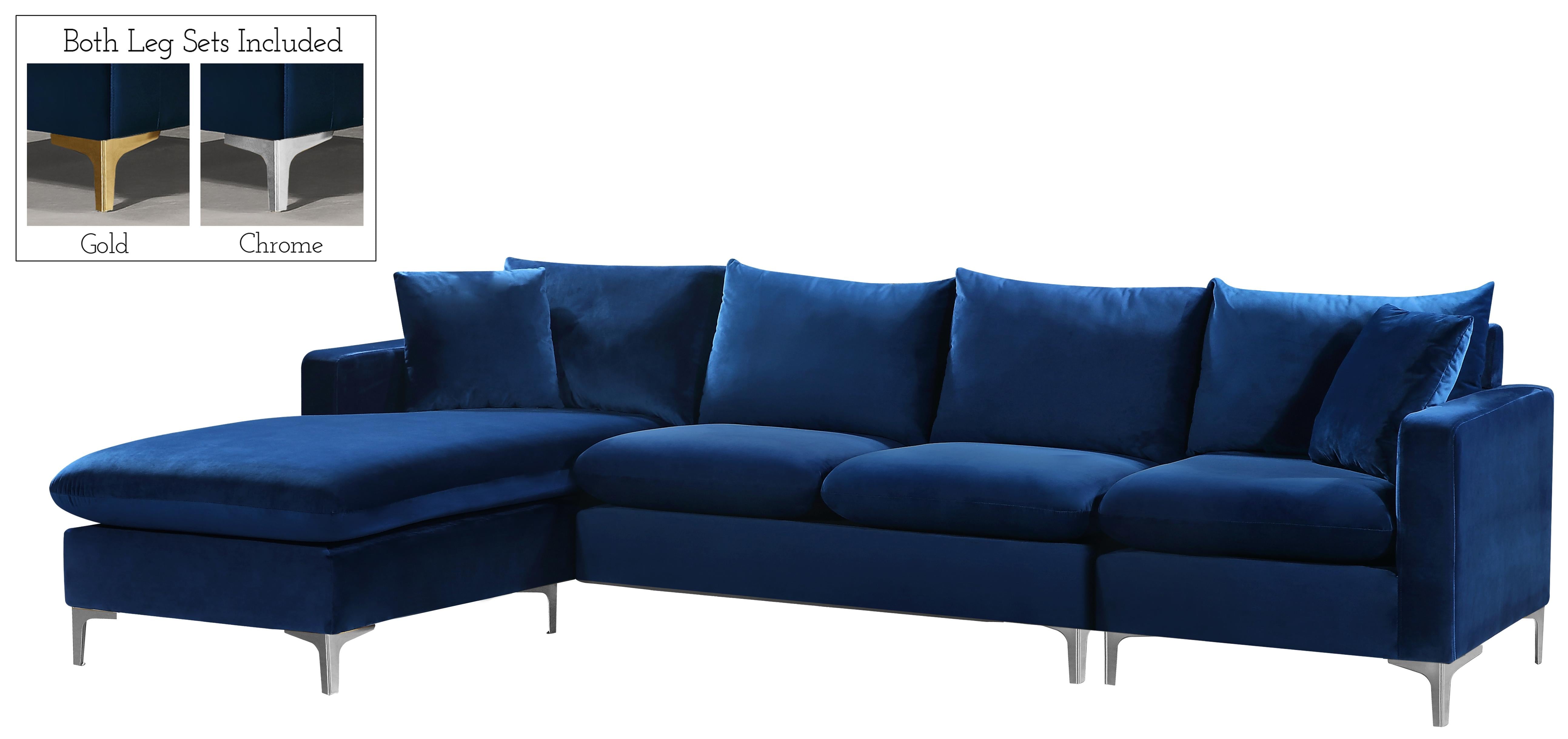 Naomi Navy Velvet 2pc. Reversible Sectional - Luxury Home Furniture (MI)