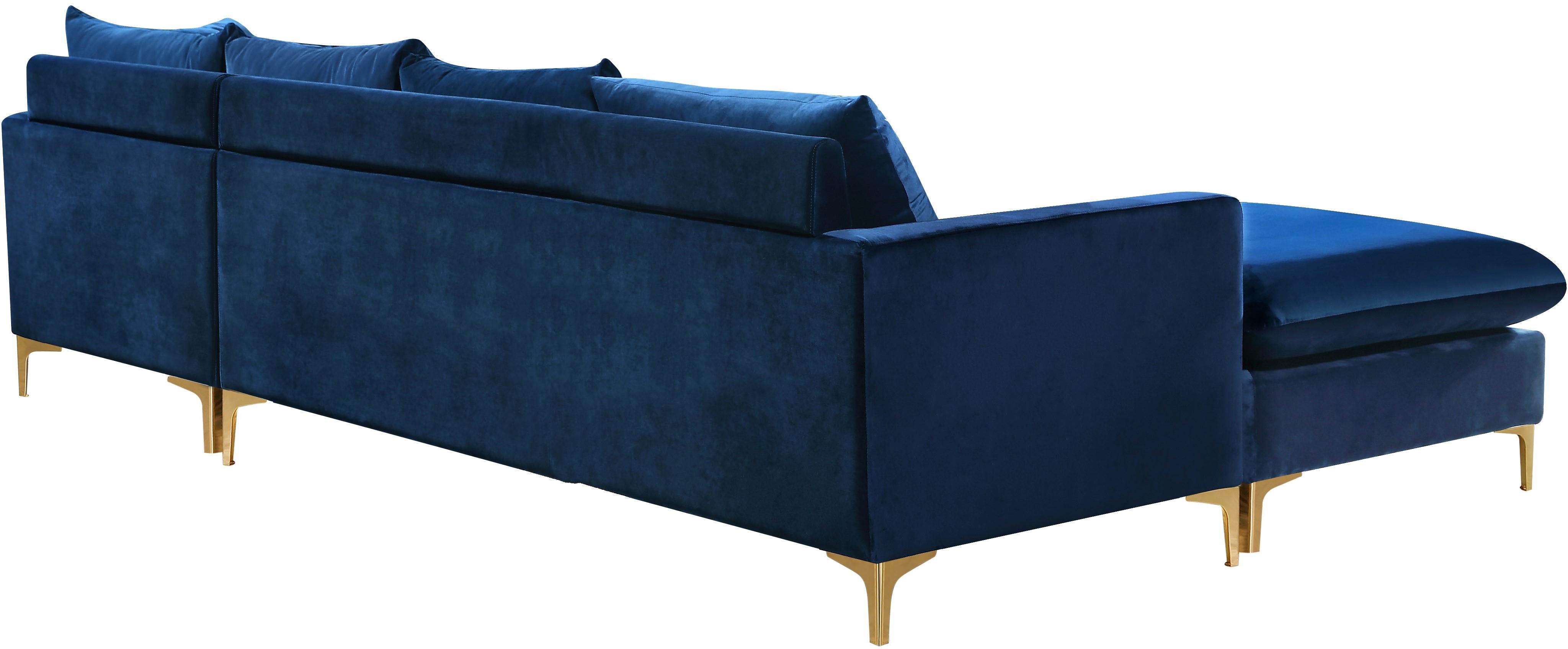 Naomi Navy Velvet 2pc. Reversible Sectional - Luxury Home Furniture (MI)