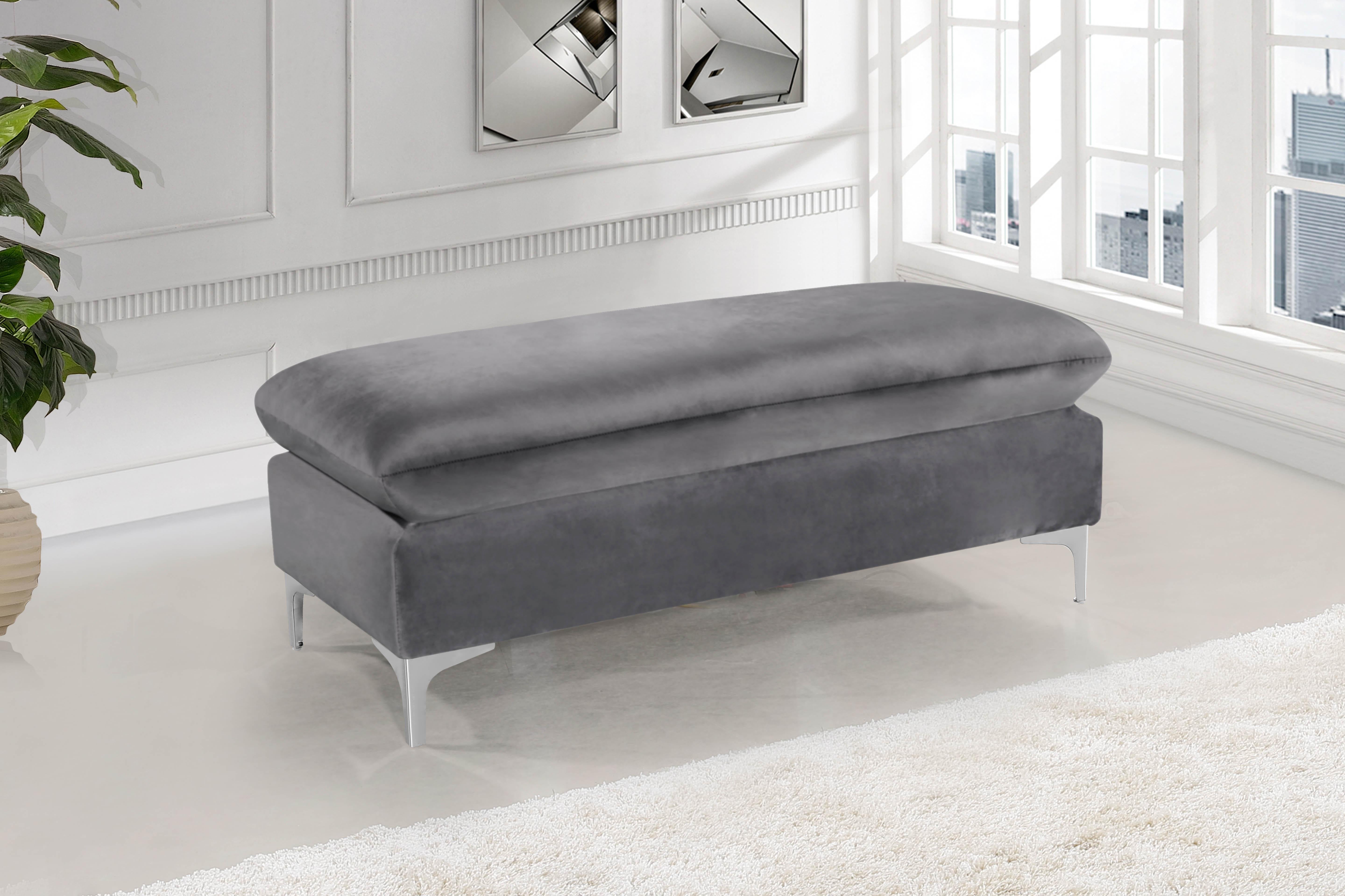 Naomi Grey Velvet Ottoman - Luxury Home Furniture (MI)