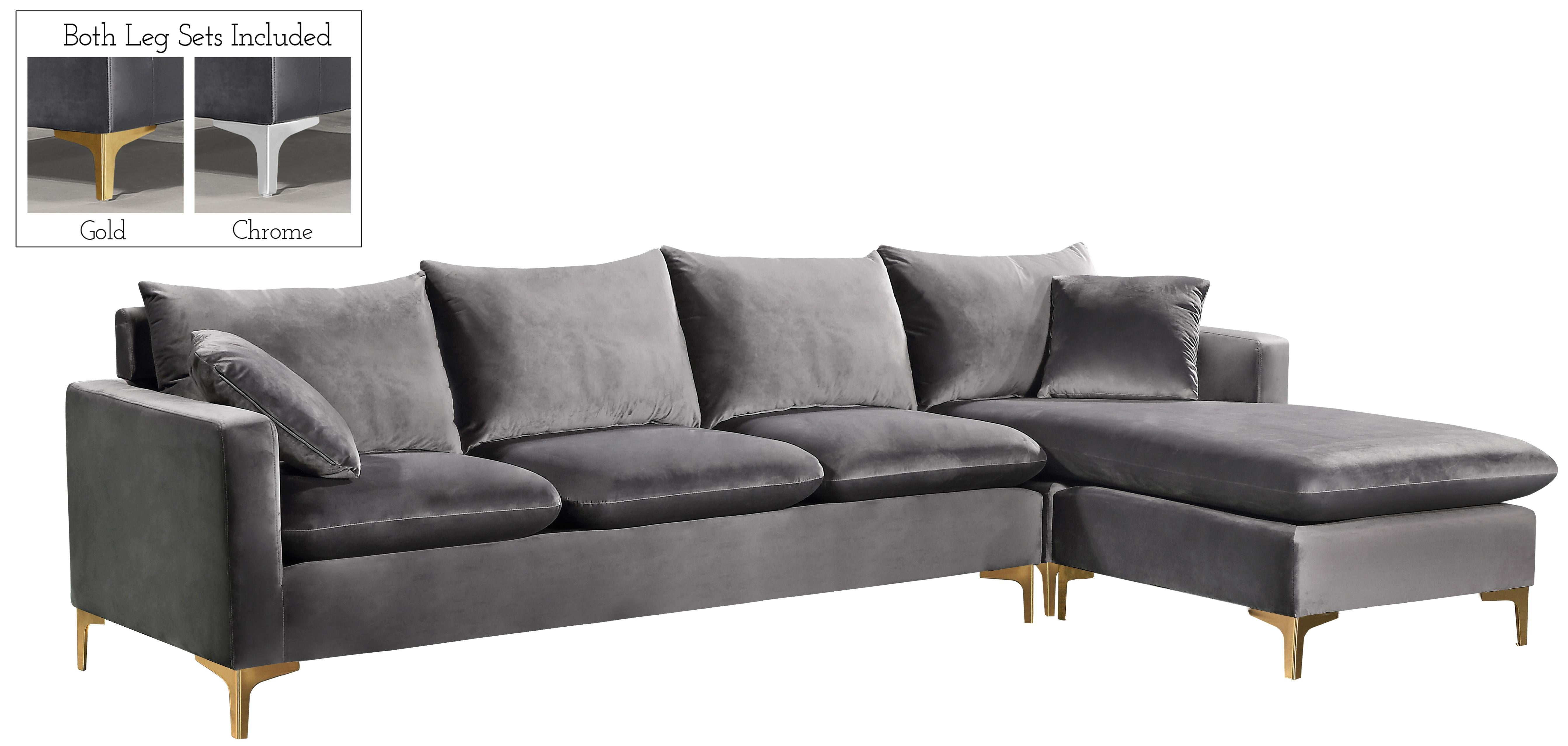 Naomi Grey Velvet 2pc. Reversible Sectional - Luxury Home Furniture (MI)