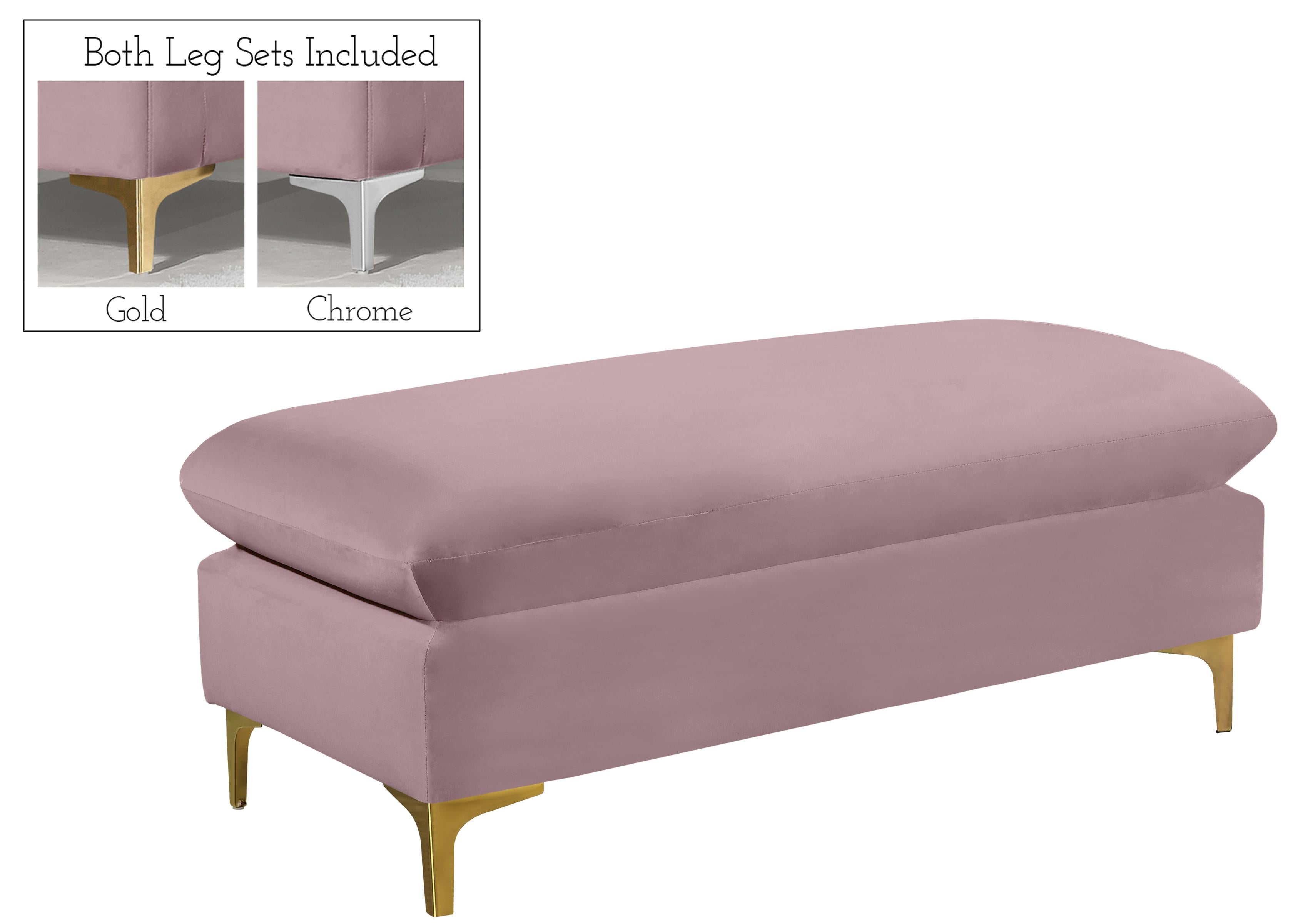 Naomi Pink Velvet Ottoman - Luxury Home Furniture (MI)