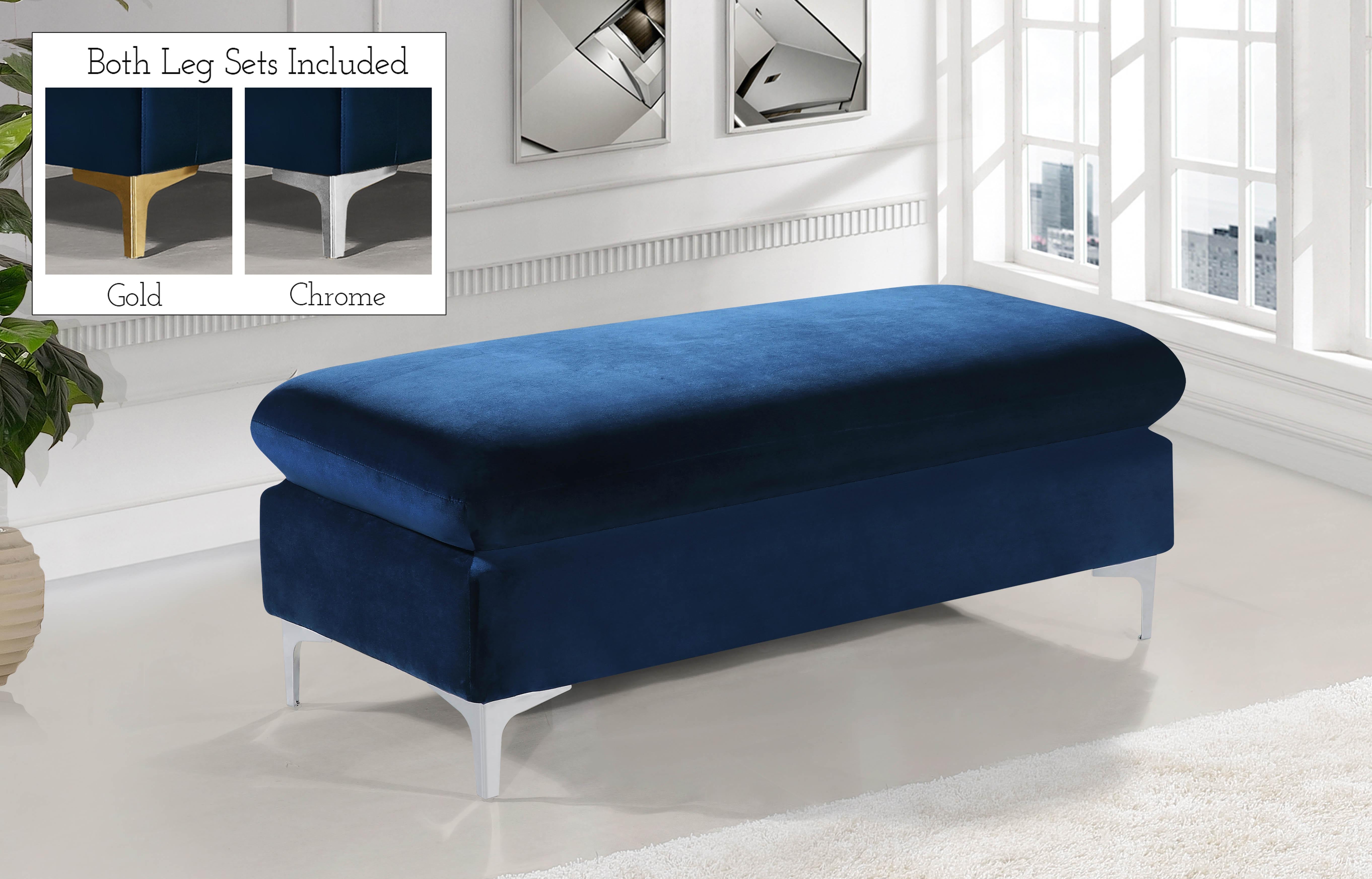 Naomi Navy Velvet Ottoman - Luxury Home Furniture (MI)