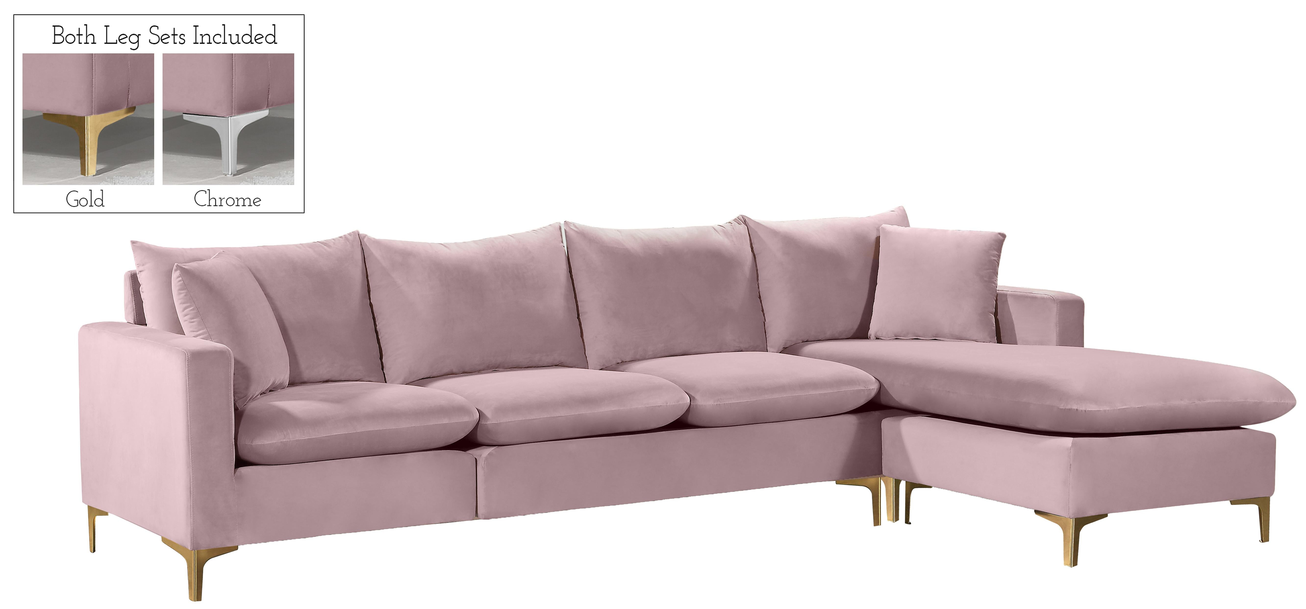 Naomi Pink Velvet 2pc. Reversible Sectional - Luxury Home Furniture (MI)