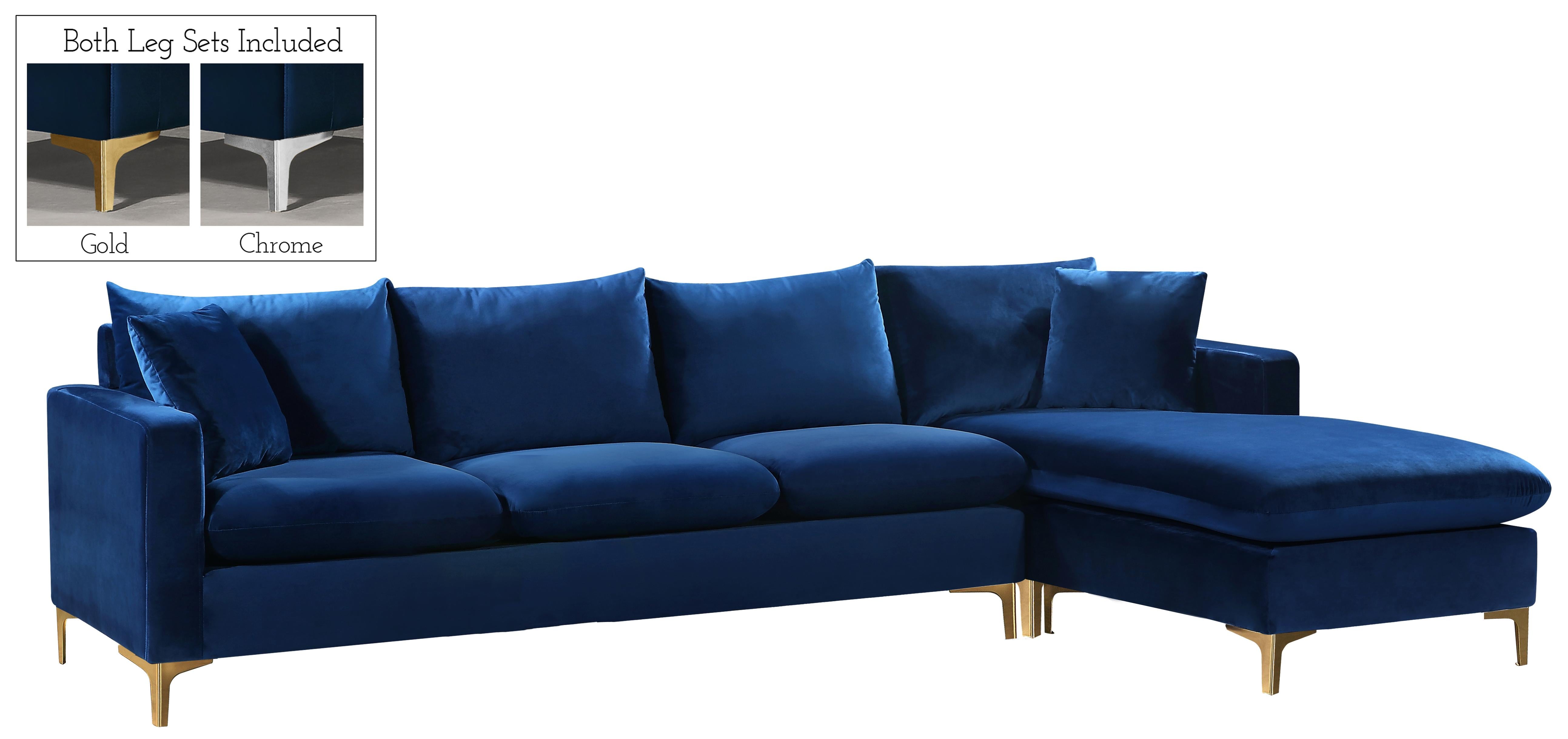 Naomi Navy Velvet 2pc. Reversible Sectional - Luxury Home Furniture (MI)