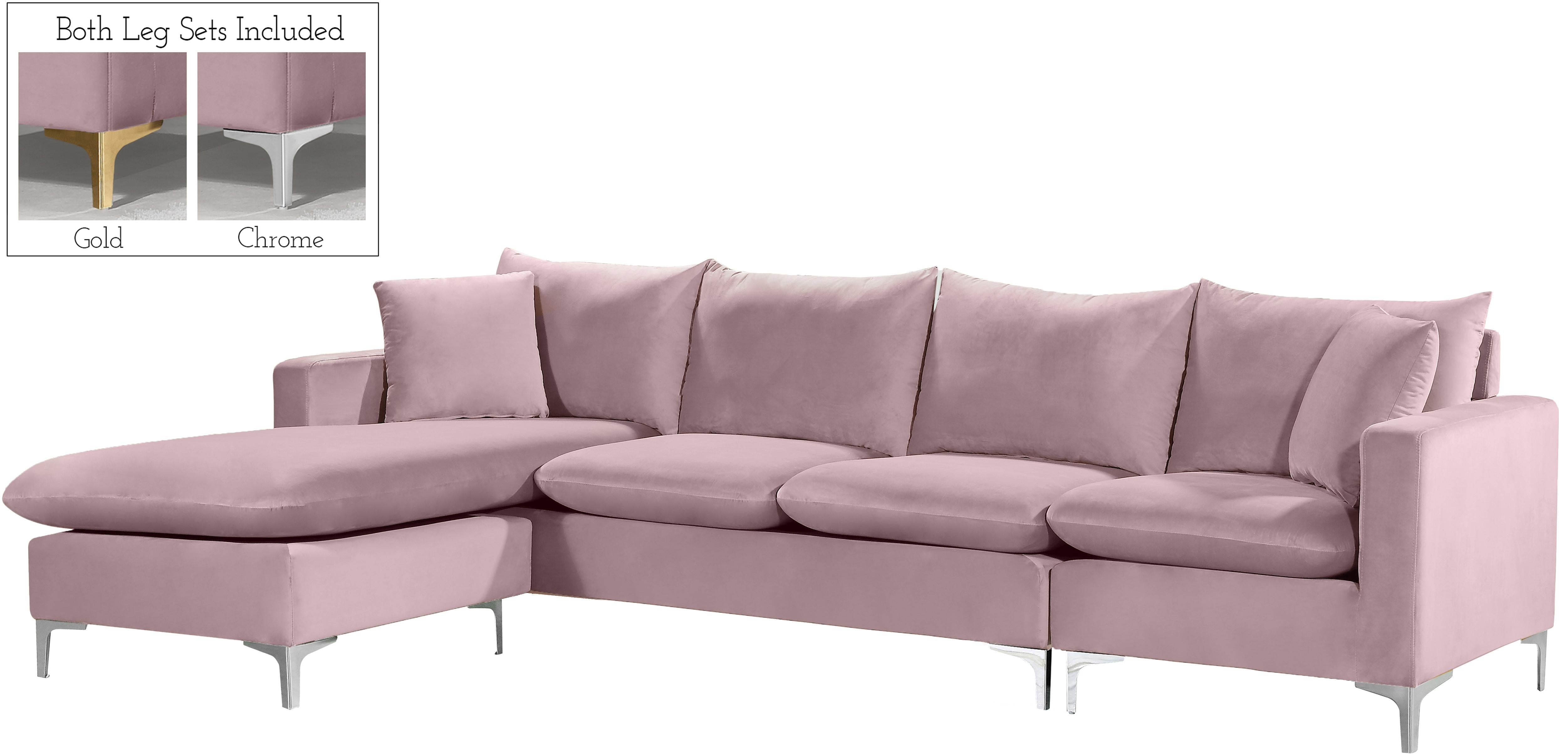 Naomi Pink Velvet 2pc. Reversible Sectional - Luxury Home Furniture (MI)