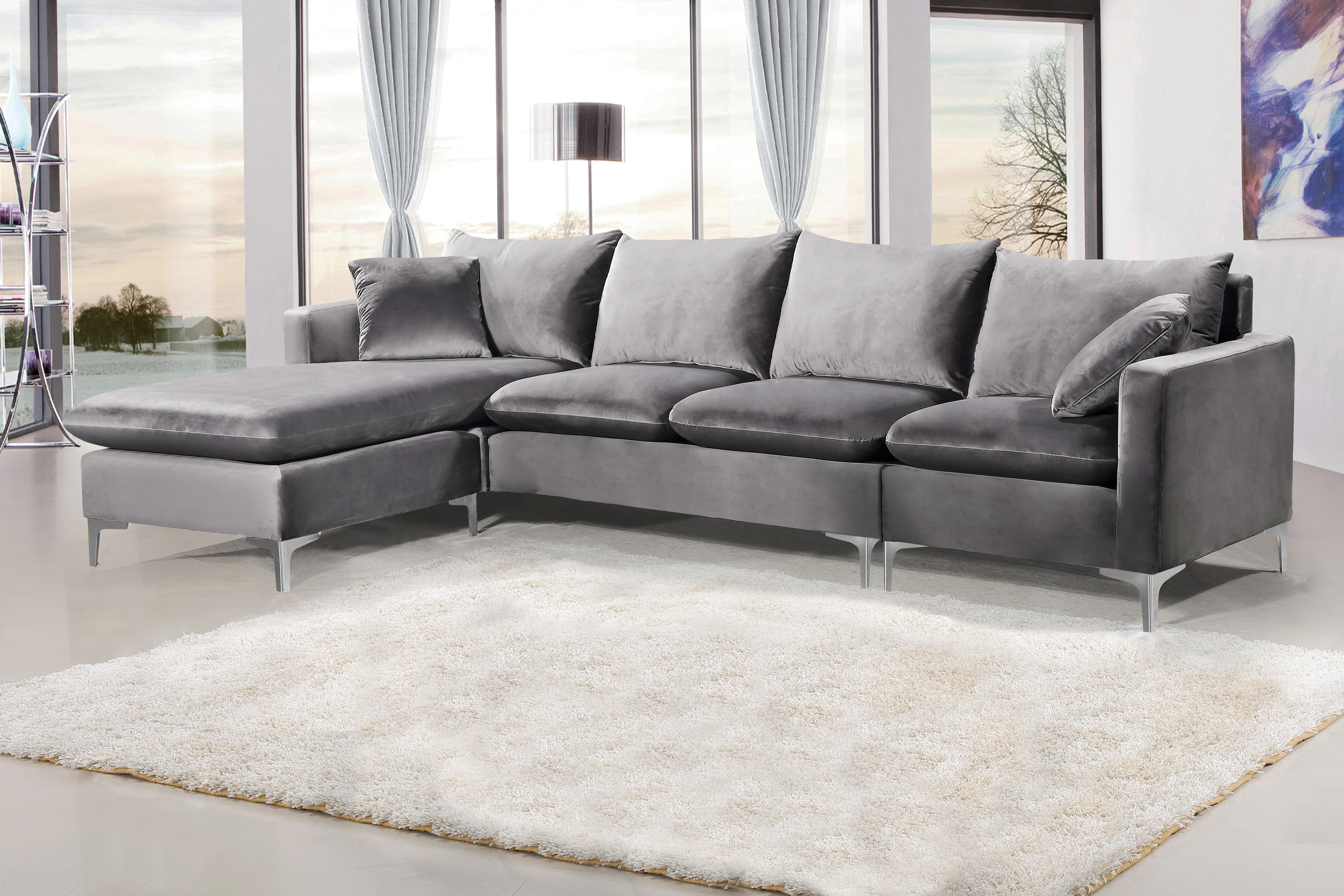 Naomi Grey Velvet 2pc. Reversible Sectional - Luxury Home Furniture (MI)