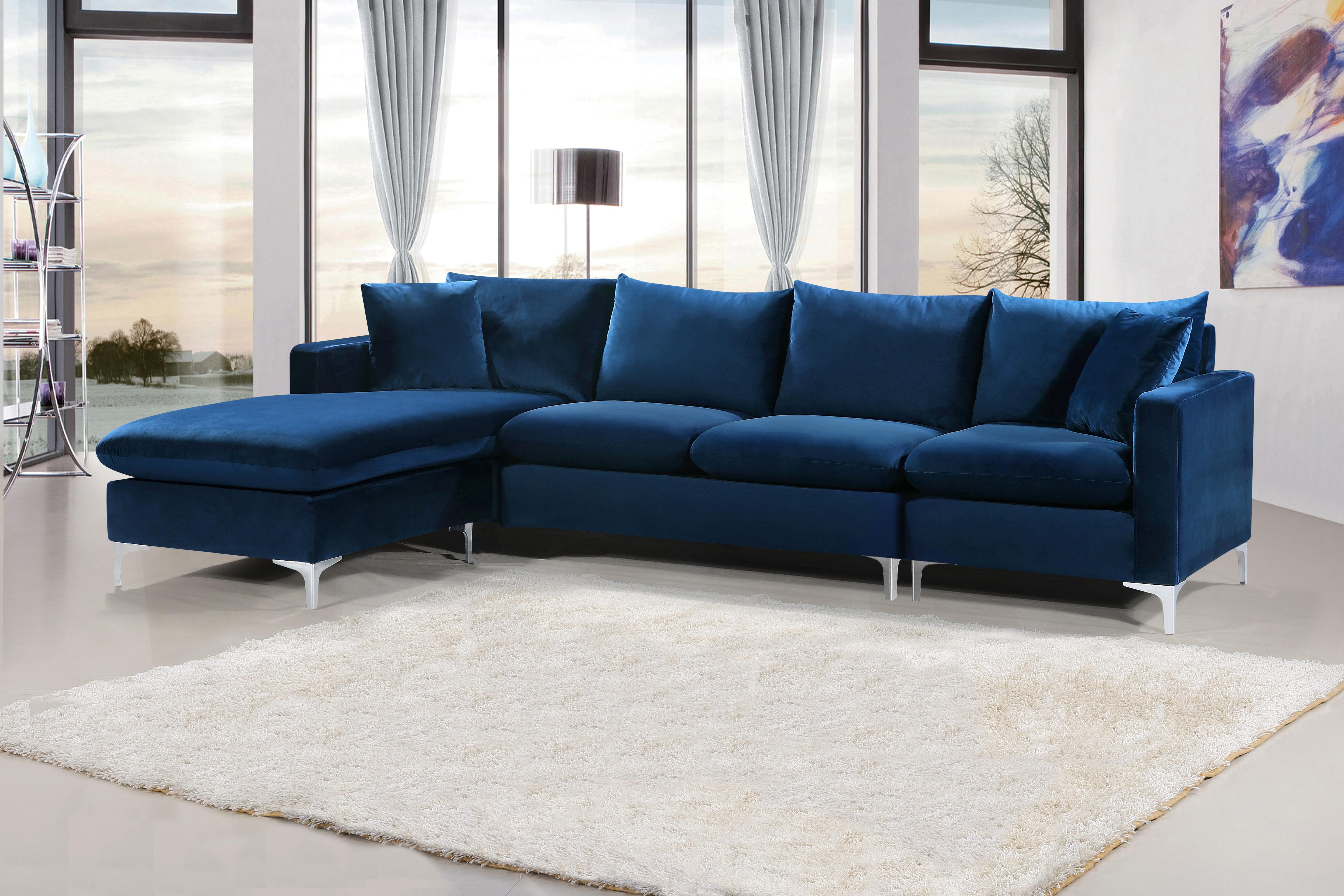 Naomi Navy Velvet 2pc. Reversible Sectional - Luxury Home Furniture (MI)
