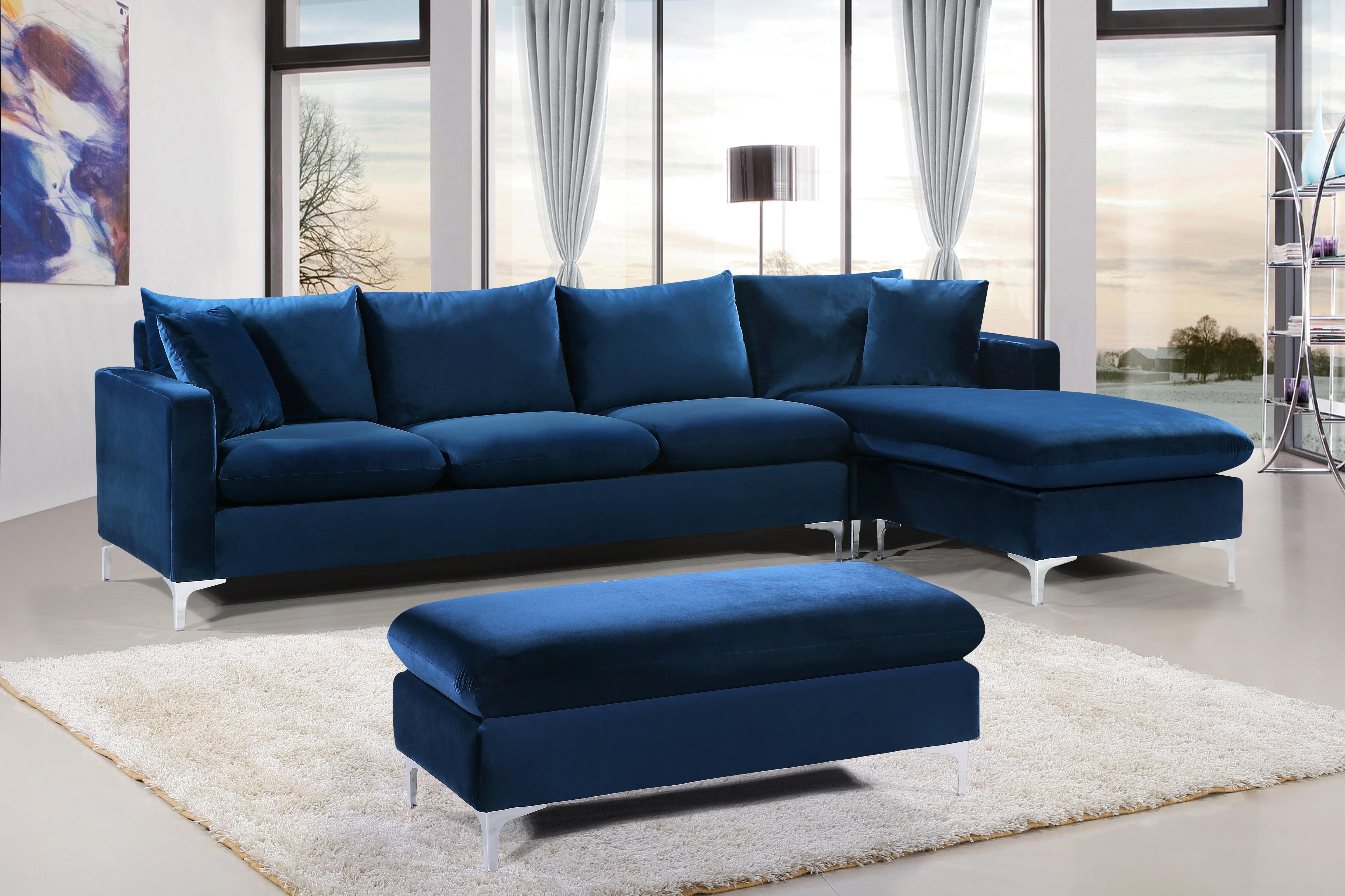 Naomi Navy Velvet 2pc. Reversible Sectional - Luxury Home Furniture (MI)