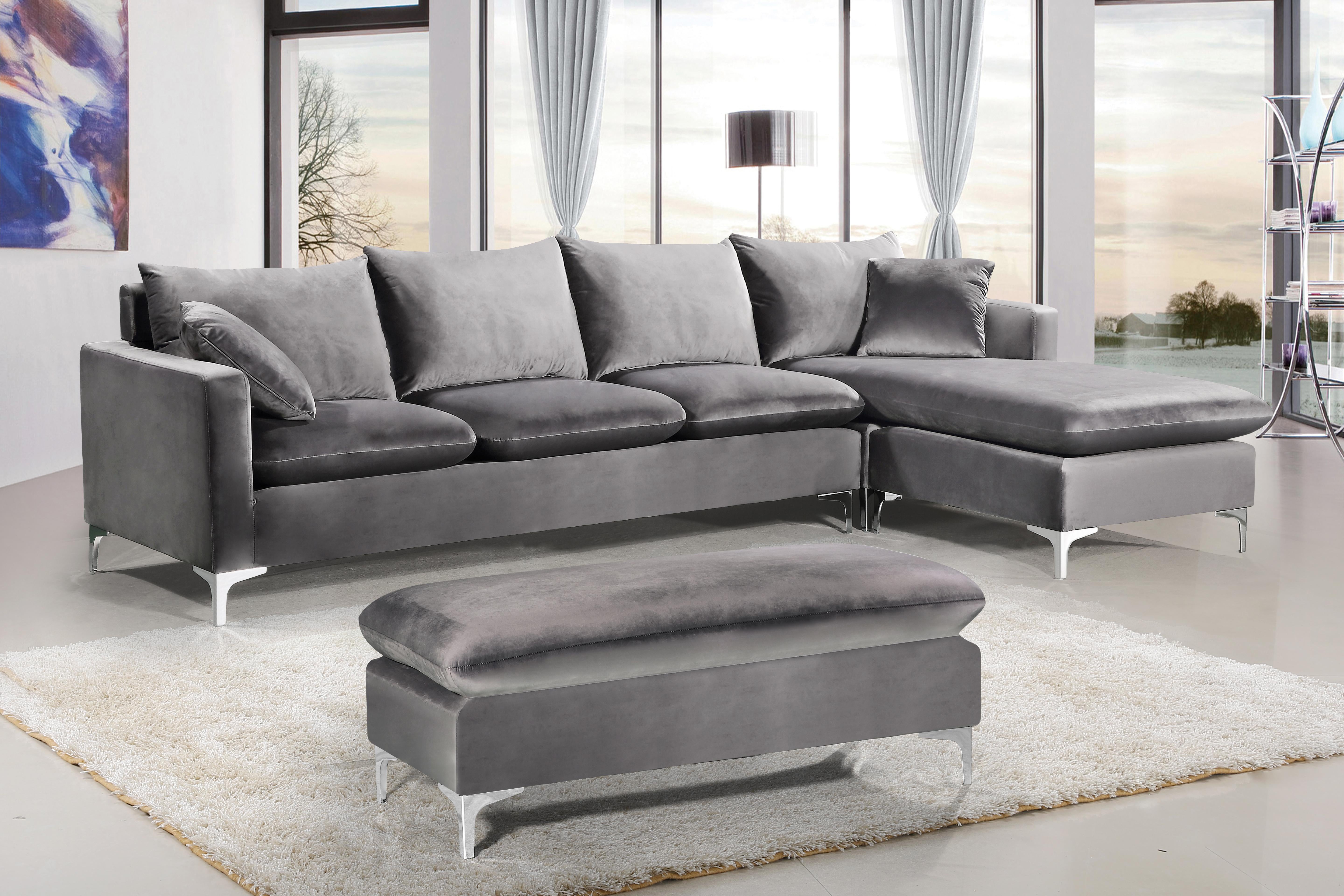 Naomi Grey Velvet 2pc. Reversible Sectional - Luxury Home Furniture (MI)