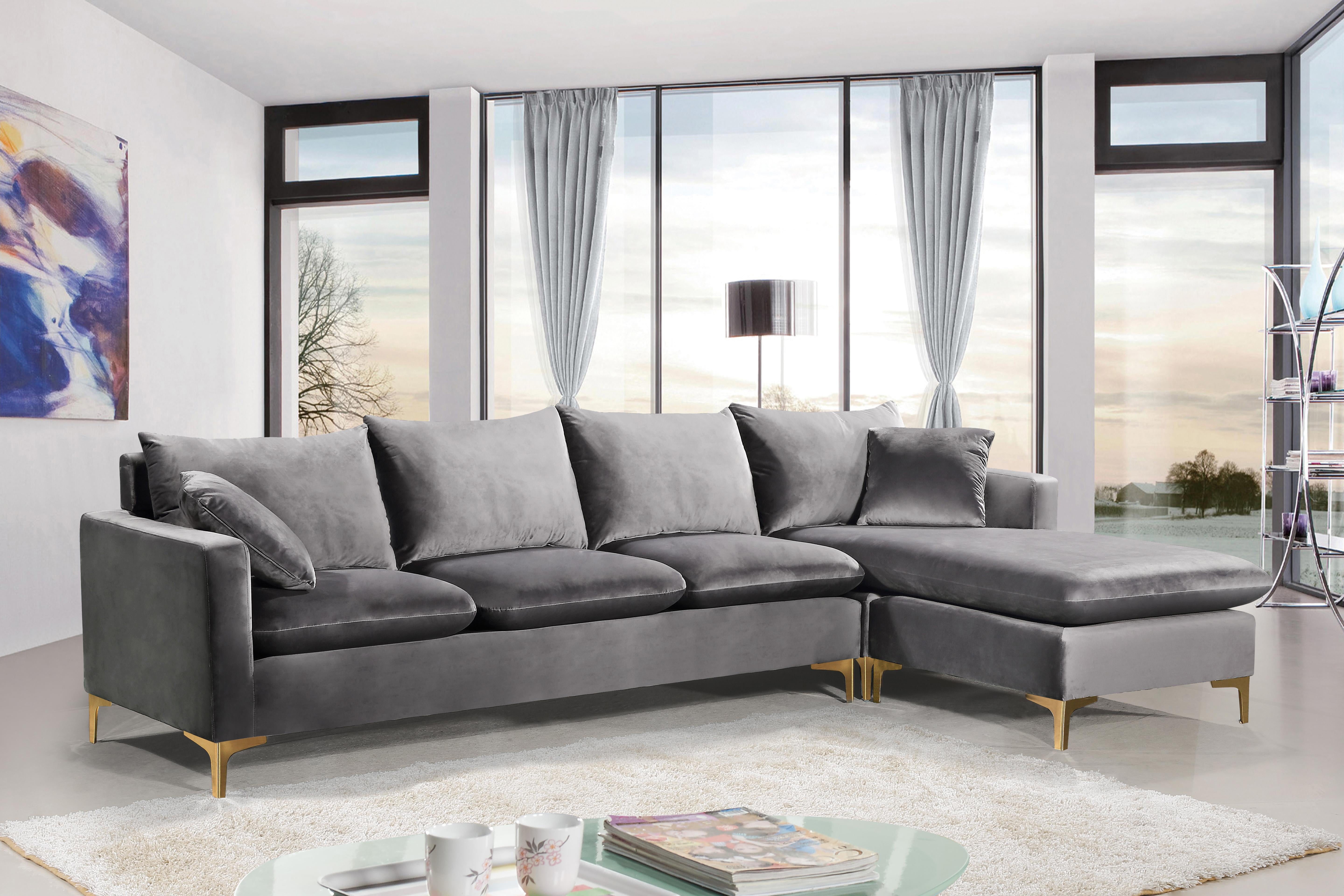 Naomi Grey Velvet 2pc. Reversible Sectional - Luxury Home Furniture (MI)